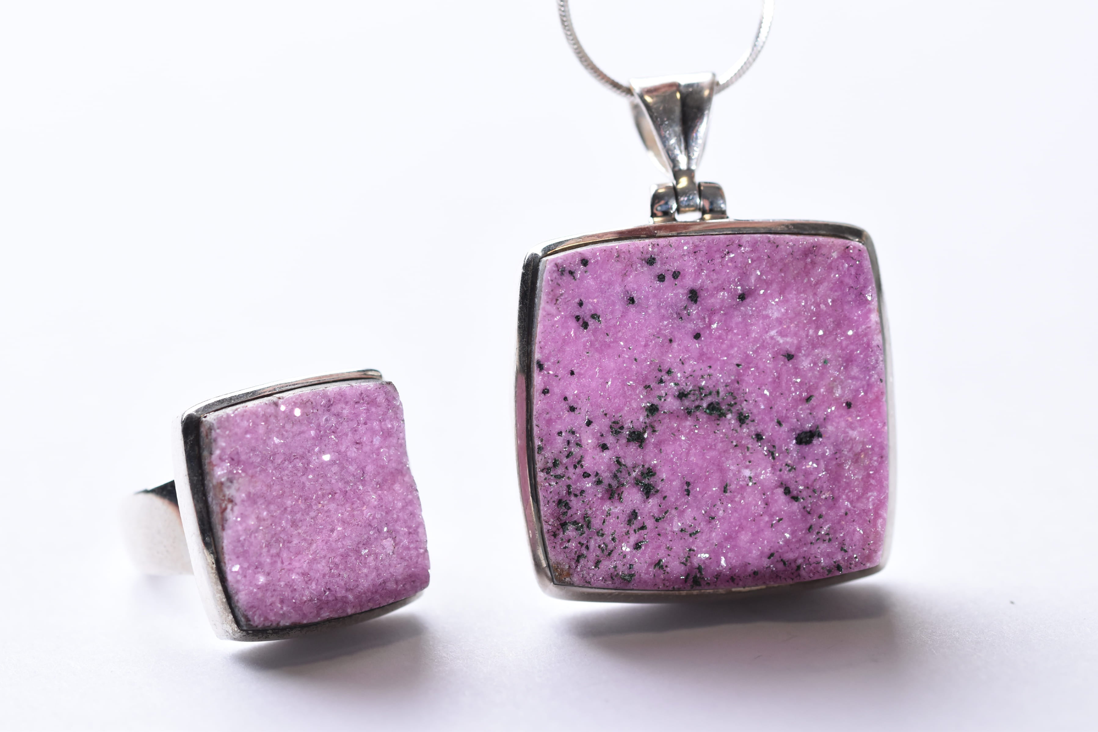 Kobalt kalcit köves ékszer szett ezüst foglalatban