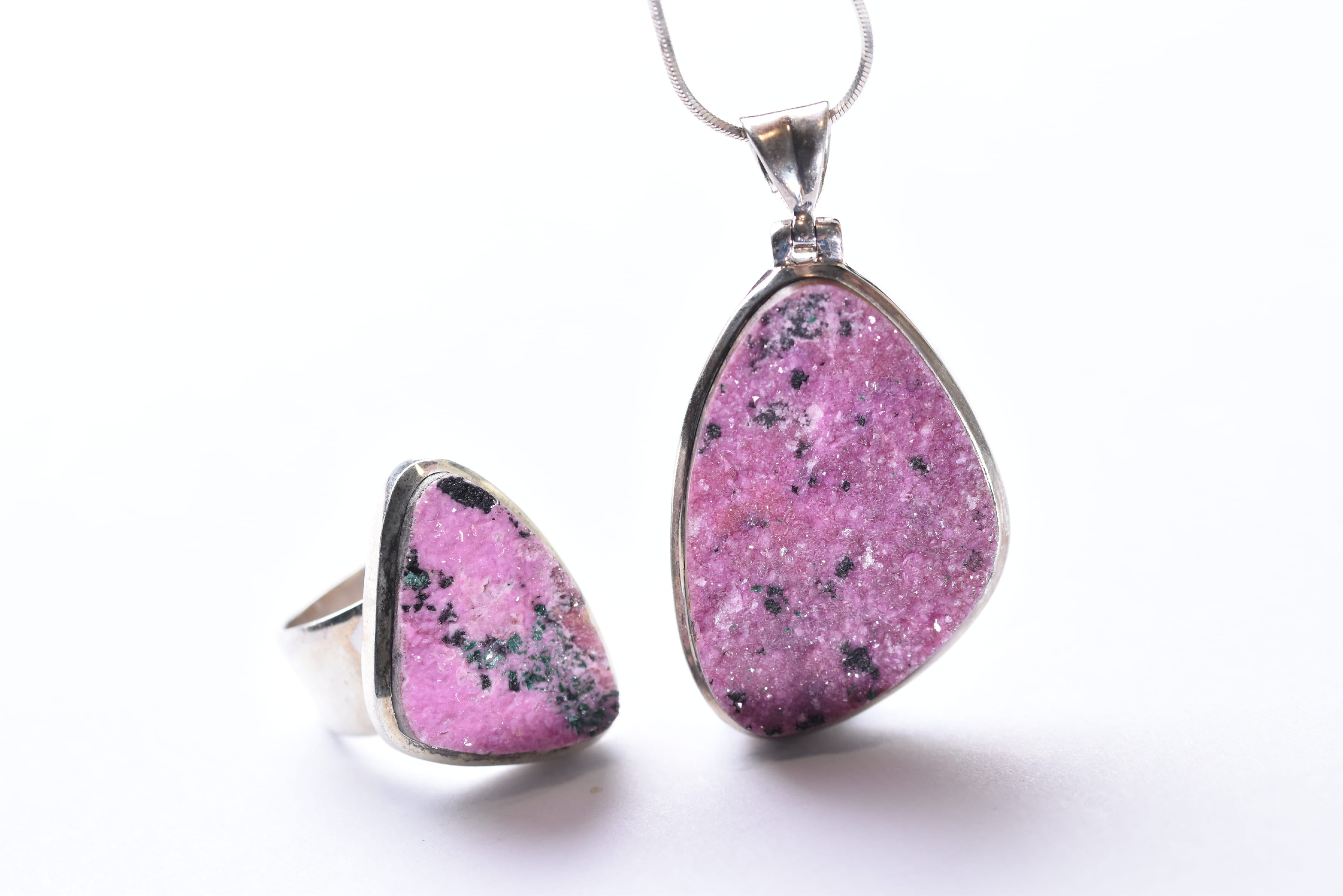 Kobalt kalcit köves ékszer szett ezüst foglalatban