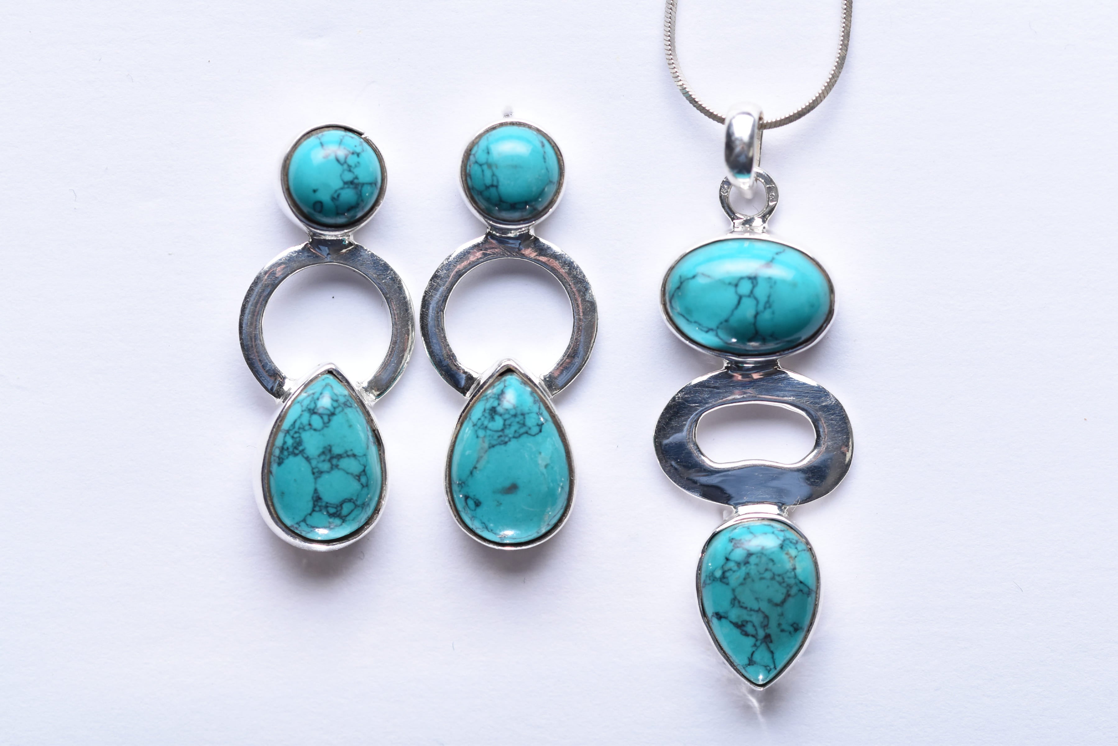 Türkiz köves ékszer szett ezüst foglalatban