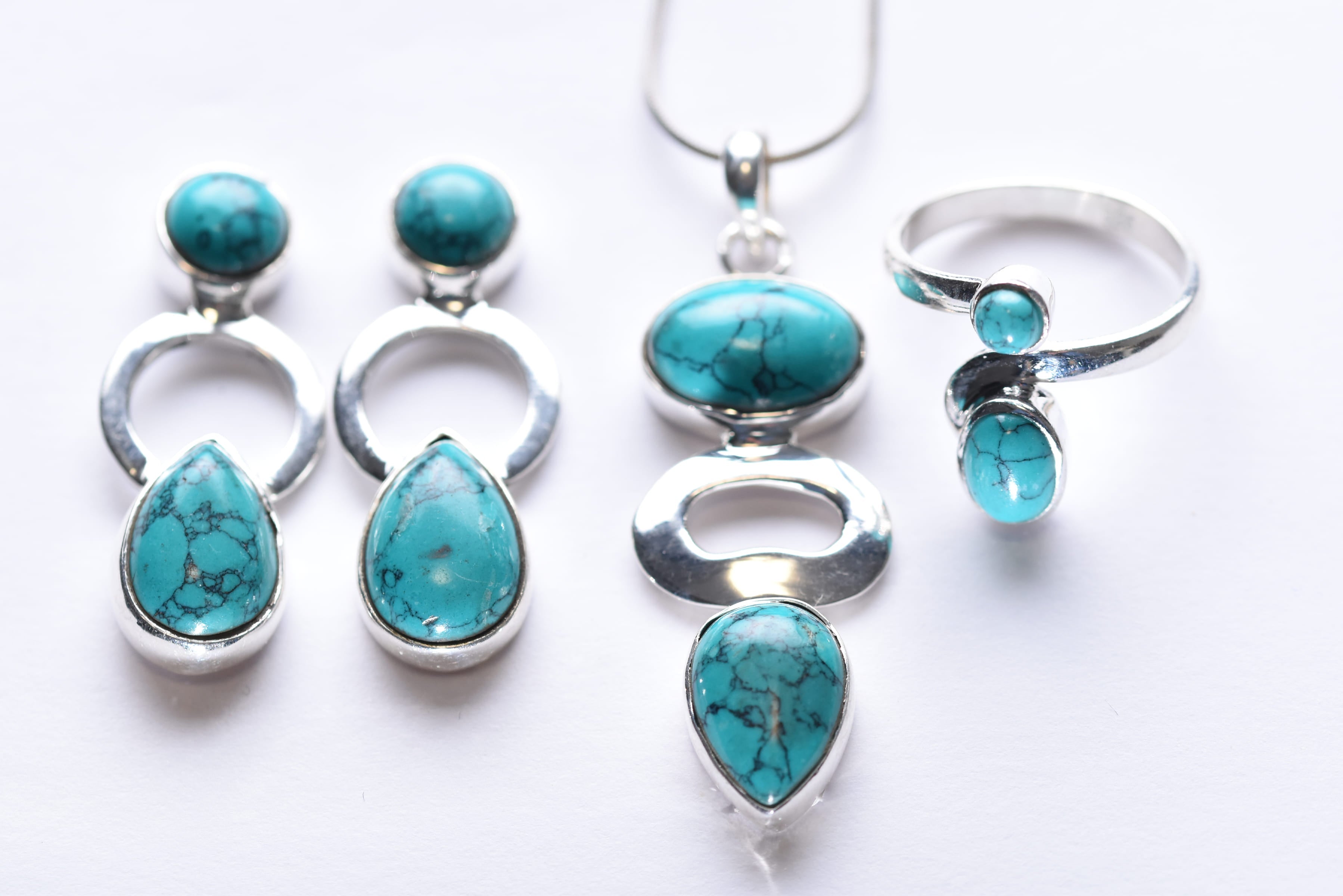 Türkiz köves ékszer szett ezüst foglalatban