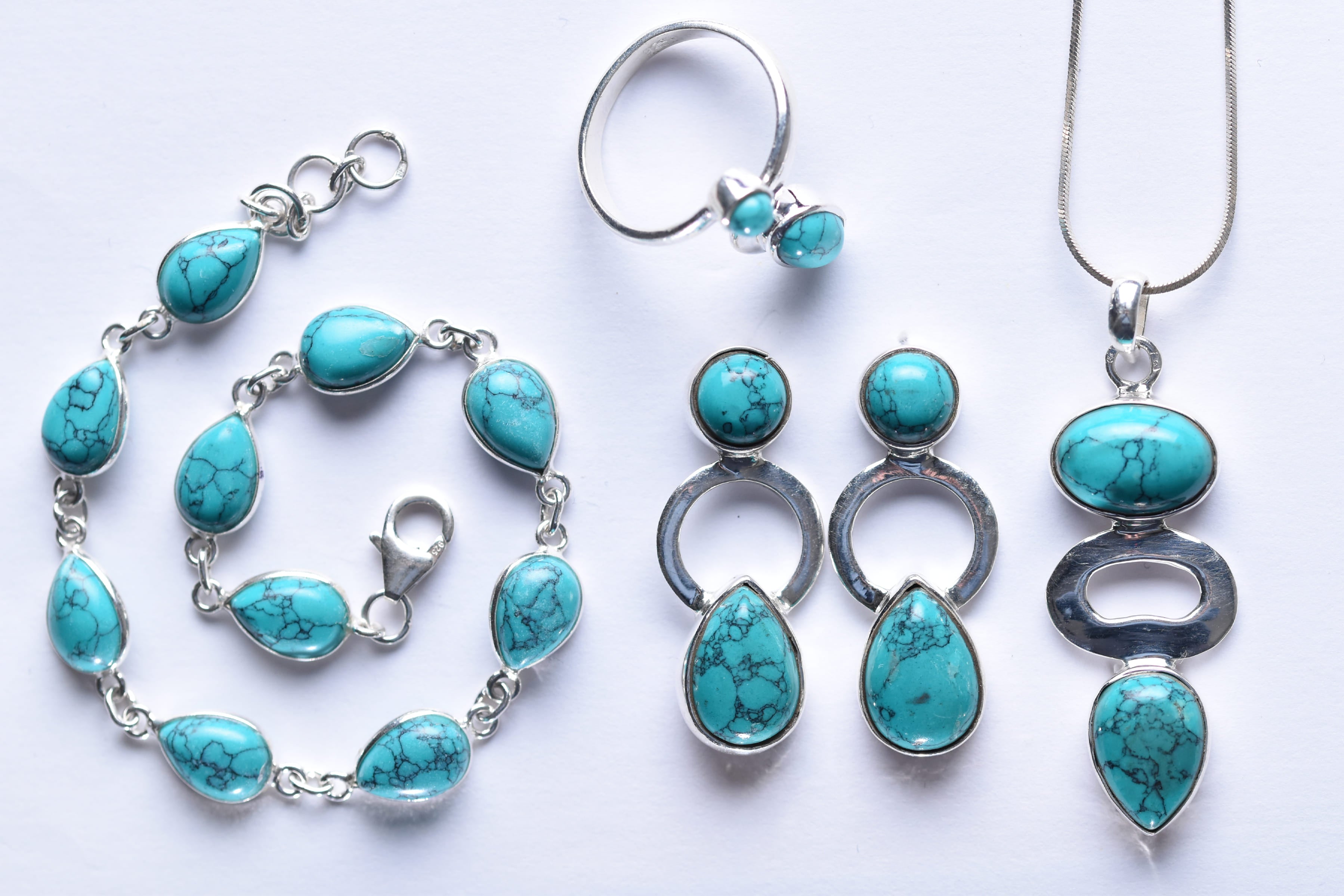 Türkiz köves ékszer szett ezüst foglalatban