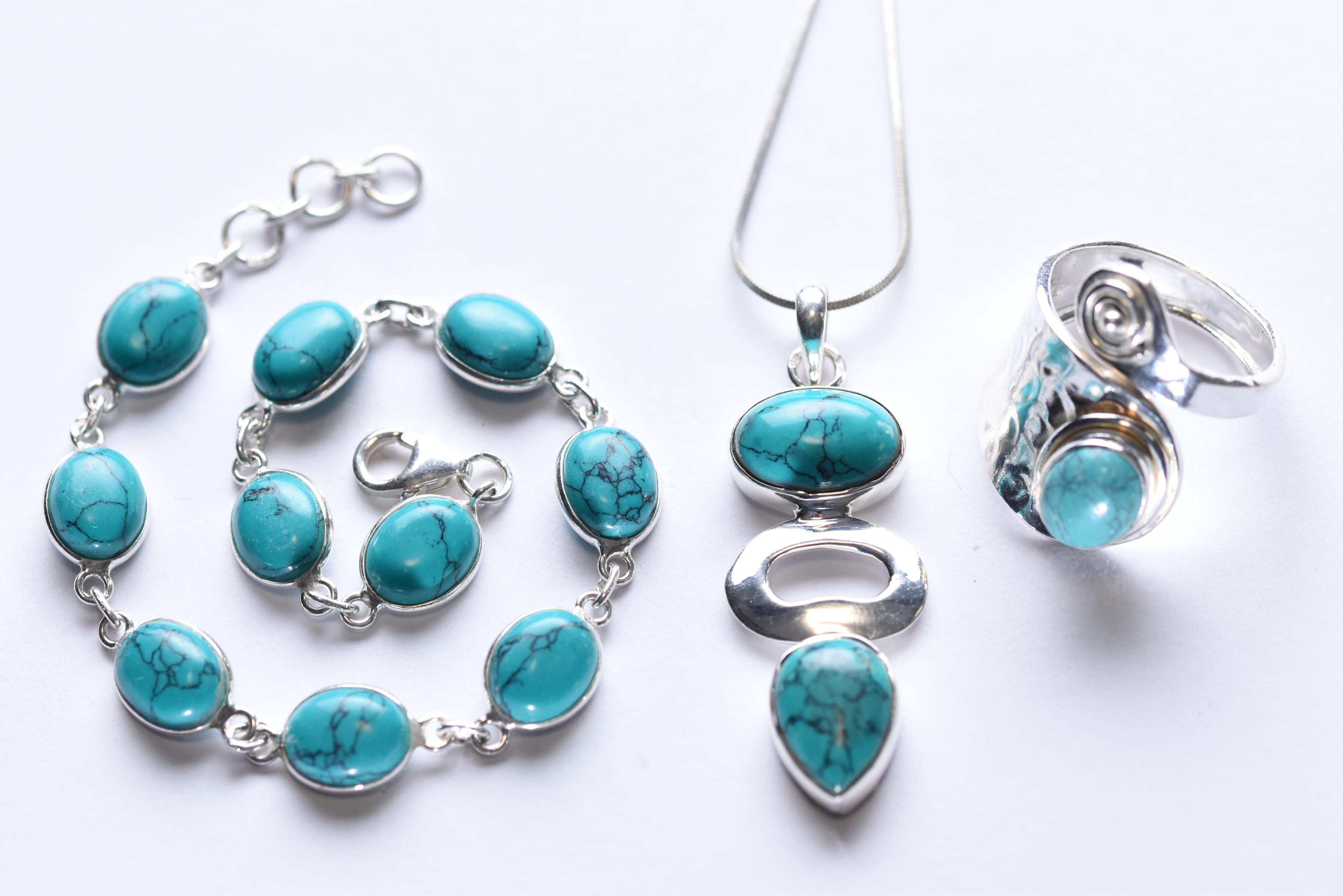 Türkiz köves ékszer szett ezüst foglalatban