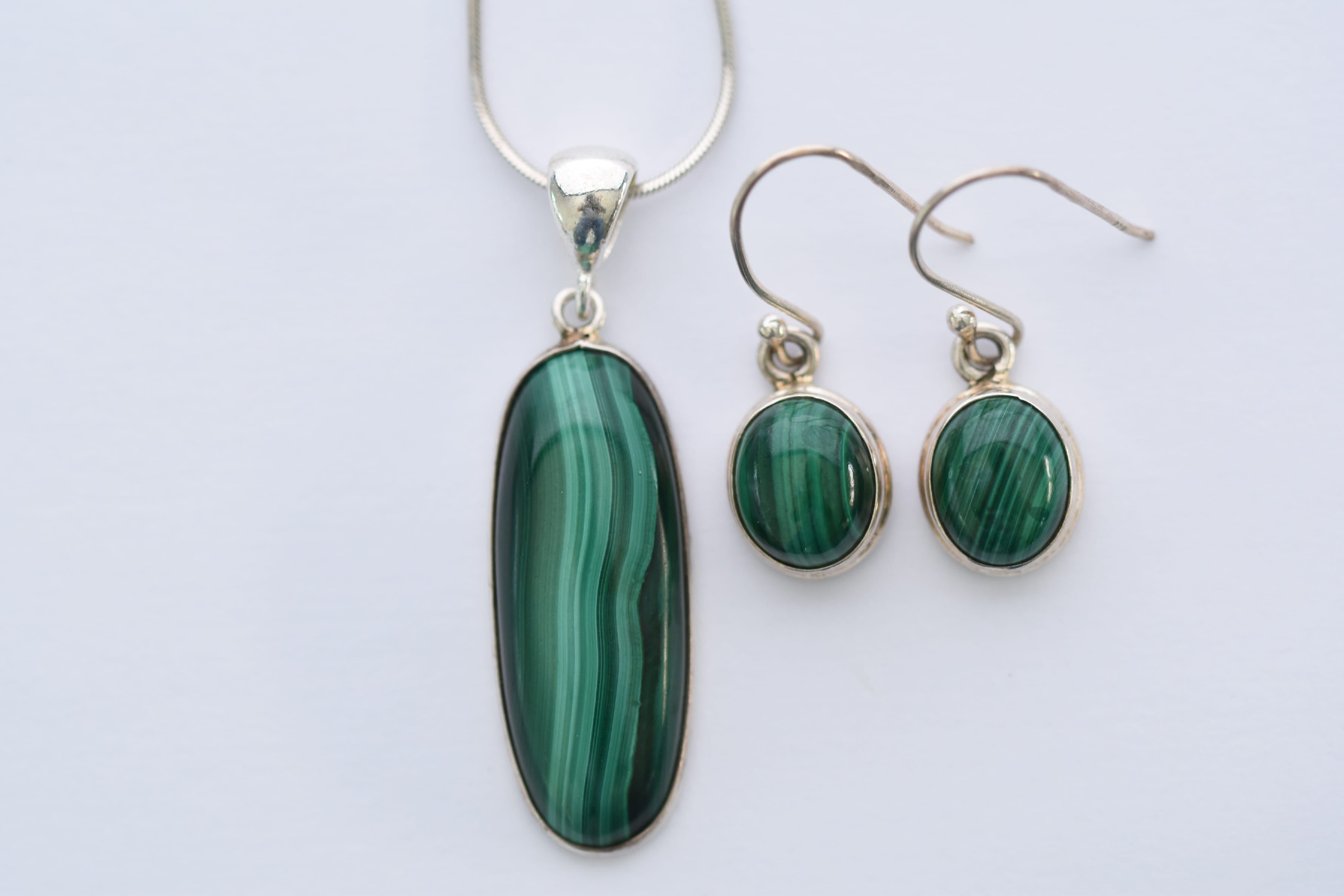 Malachit köves ékszer szett ezüst foglalatban