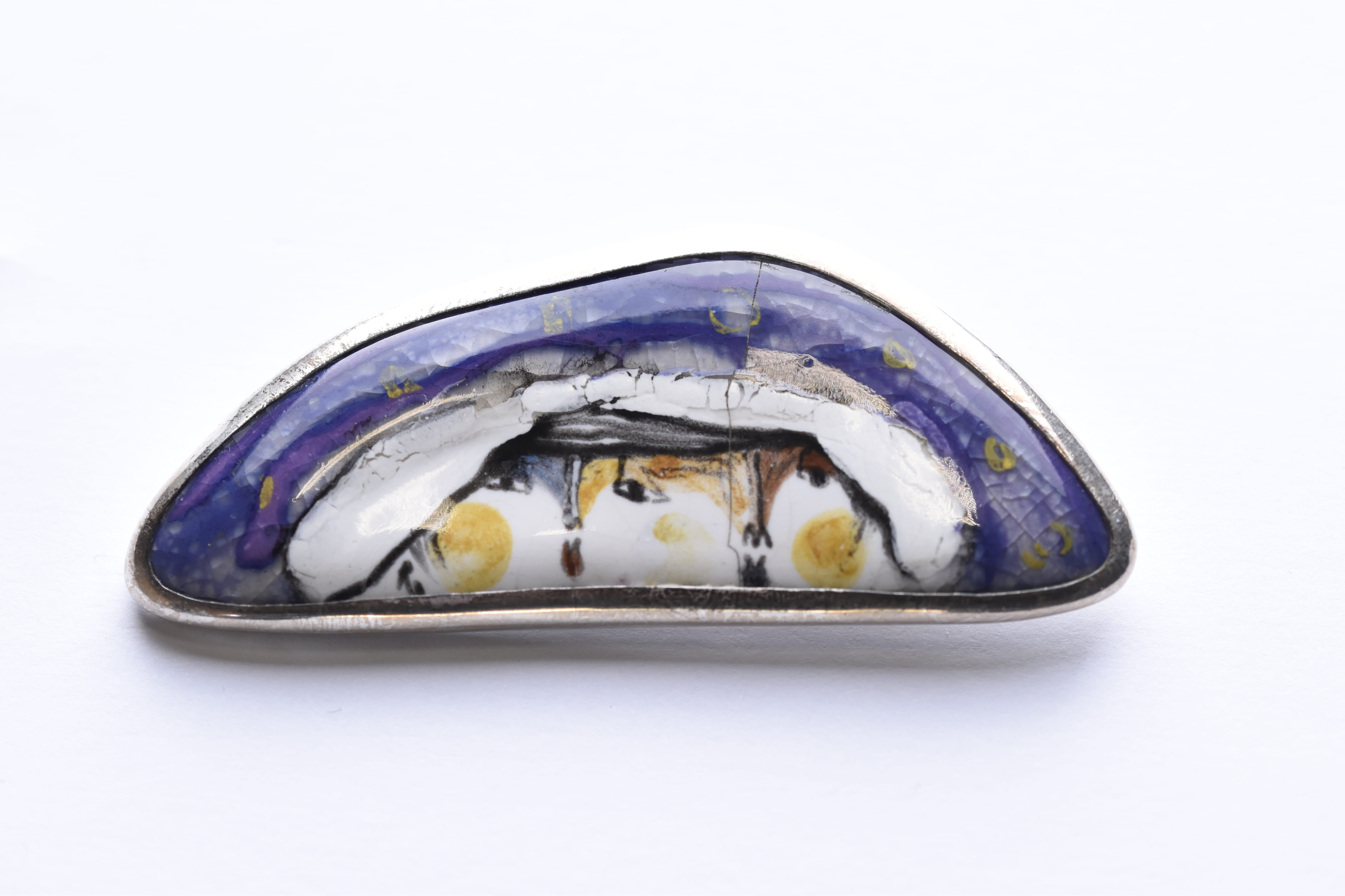 Maria Rozanska kerámia-ezüst bross