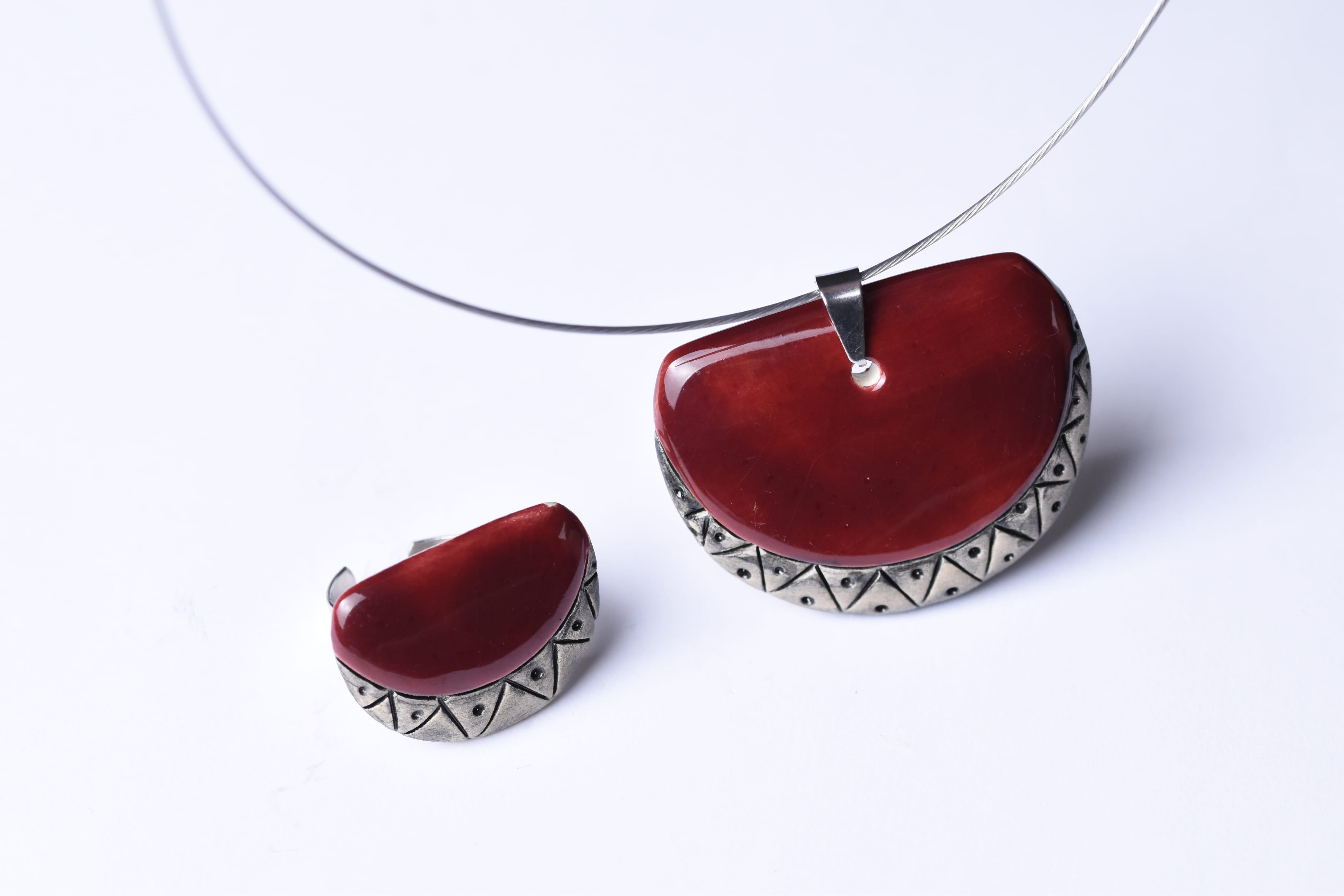 Kézzel készült kerámia ékszer szett