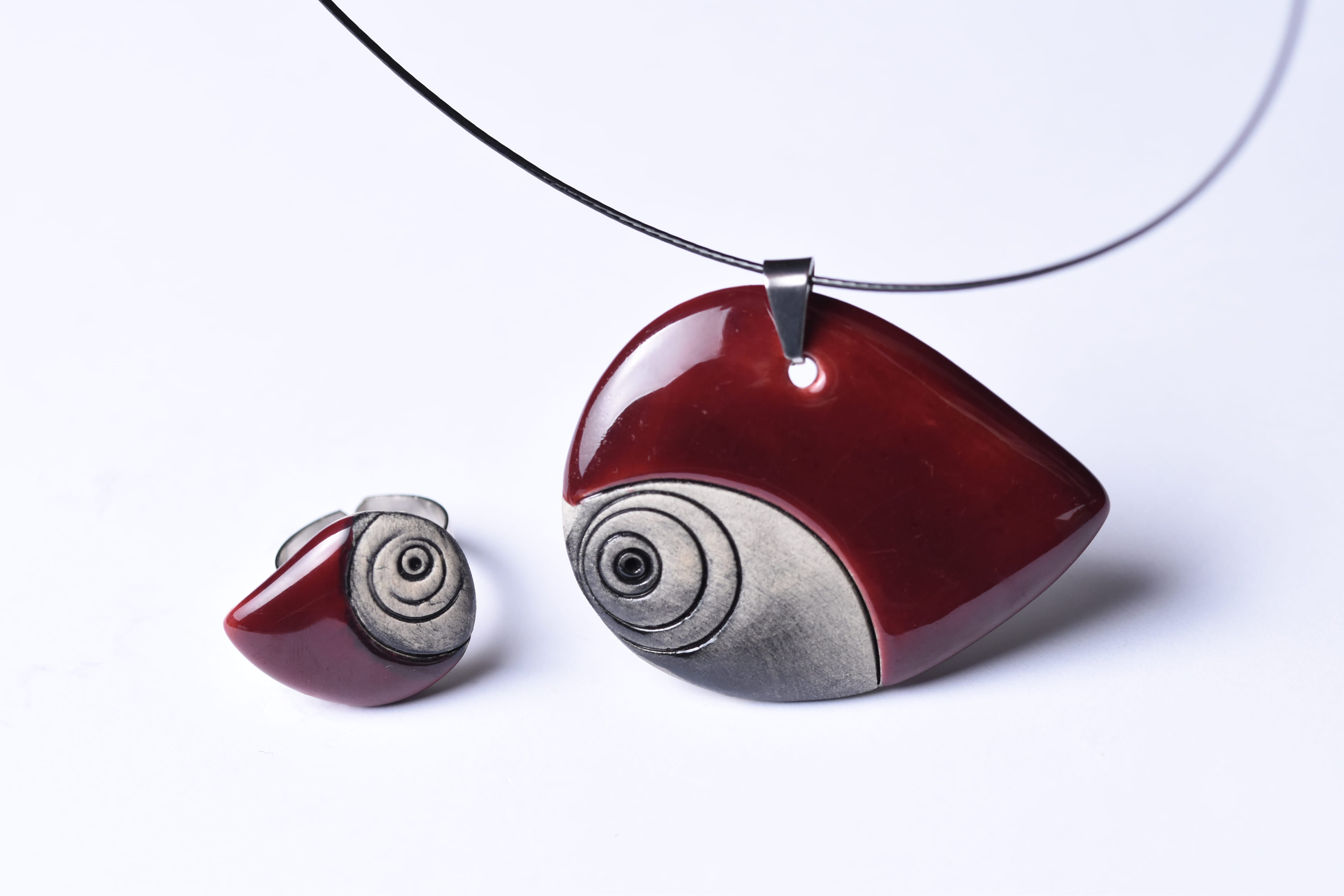 Kézzel készült kerámia ékszer szett