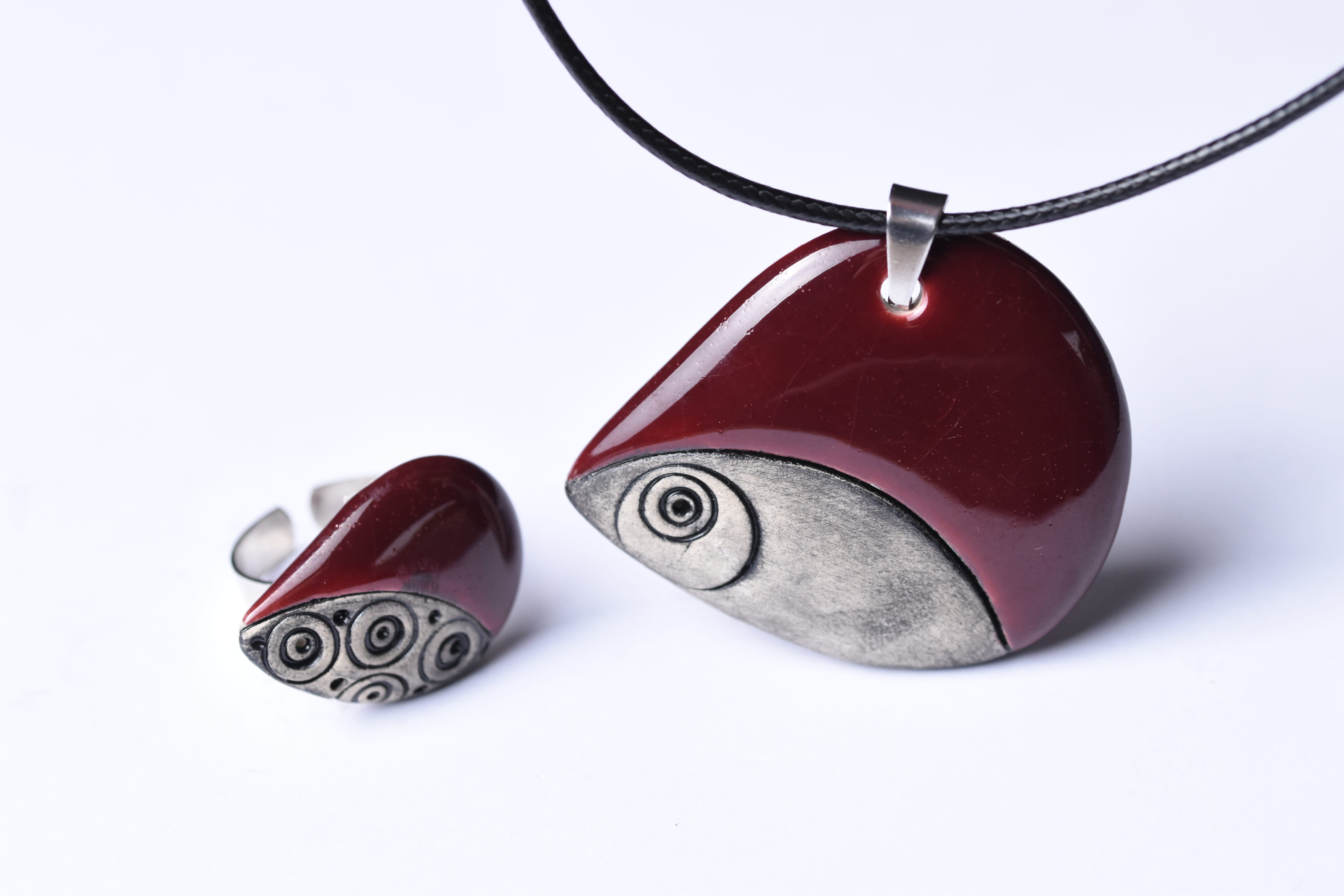 Kézzel készült kerámia ékszer szett