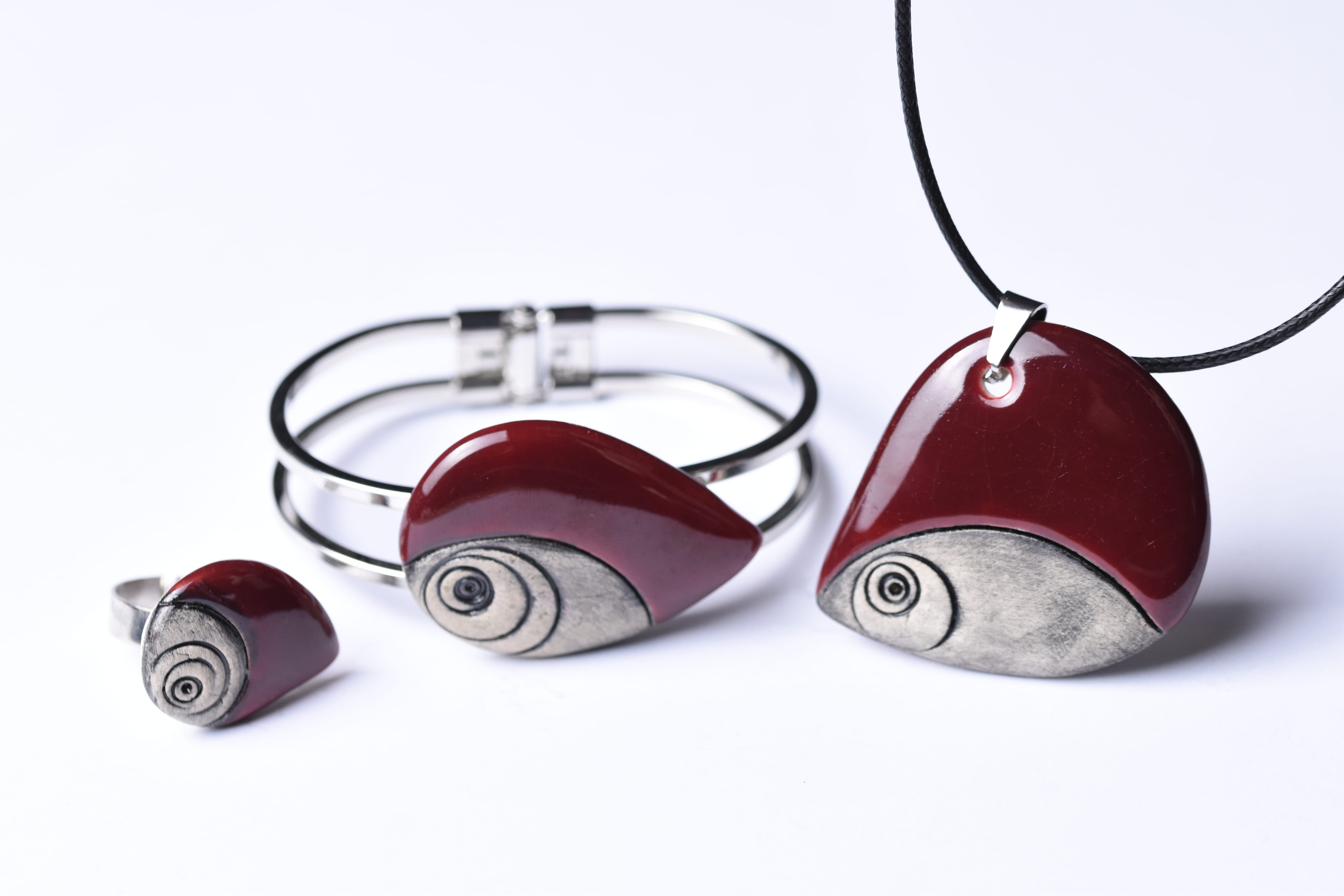 Kézzel készült kerámia ékszer szett