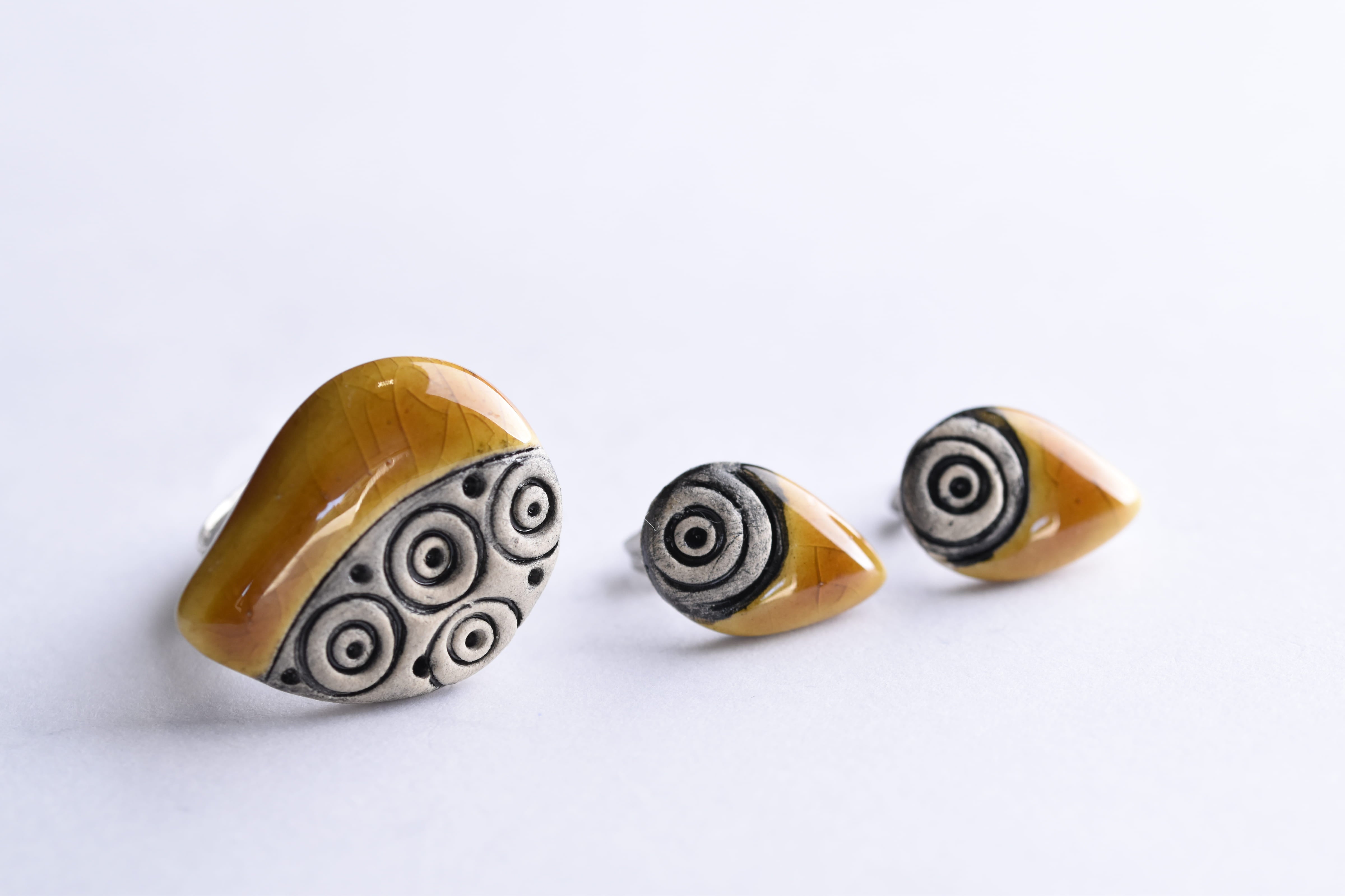 Kézzel készült kerámia ékszer szett