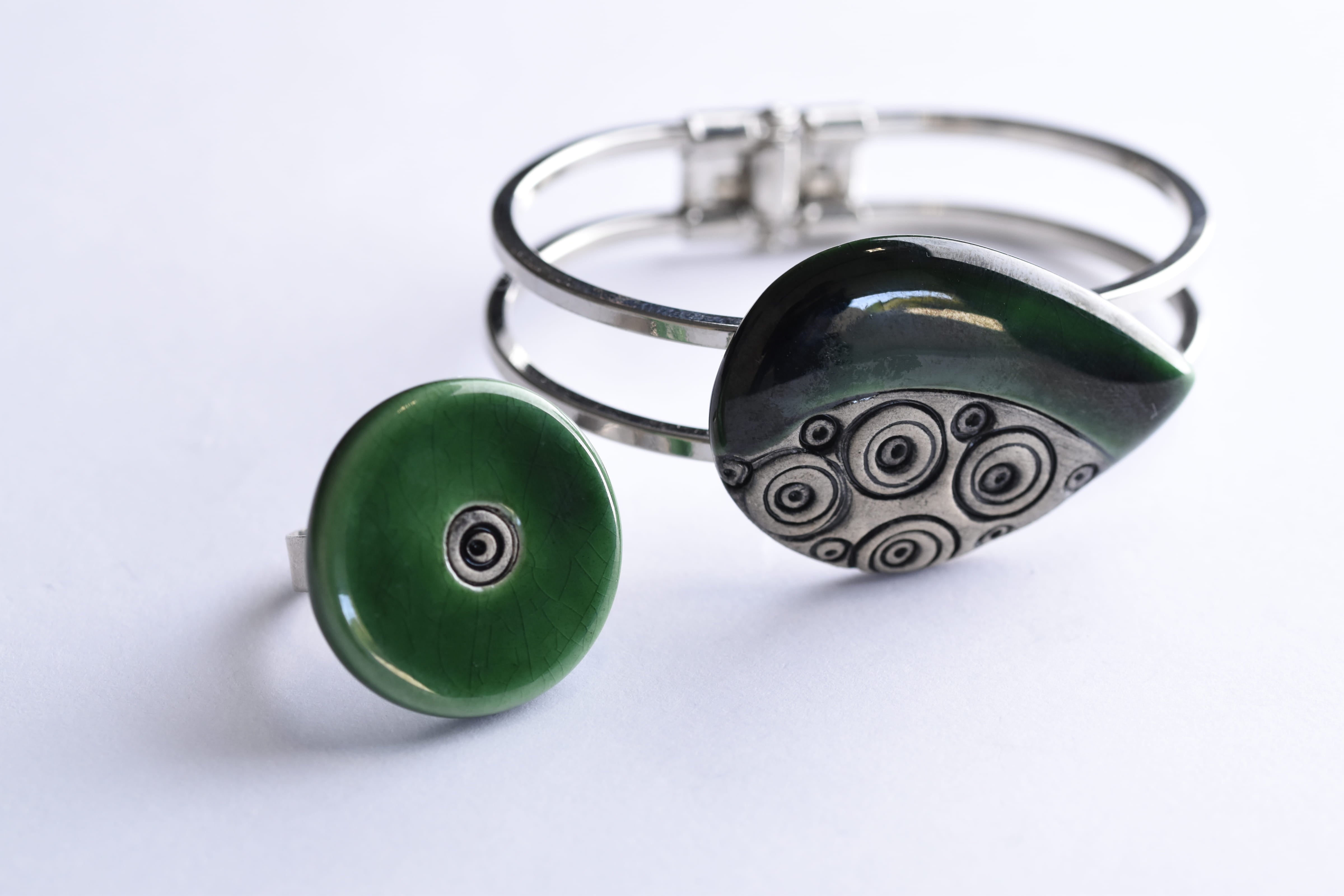 Kézzel készült kerámia ékszer szett