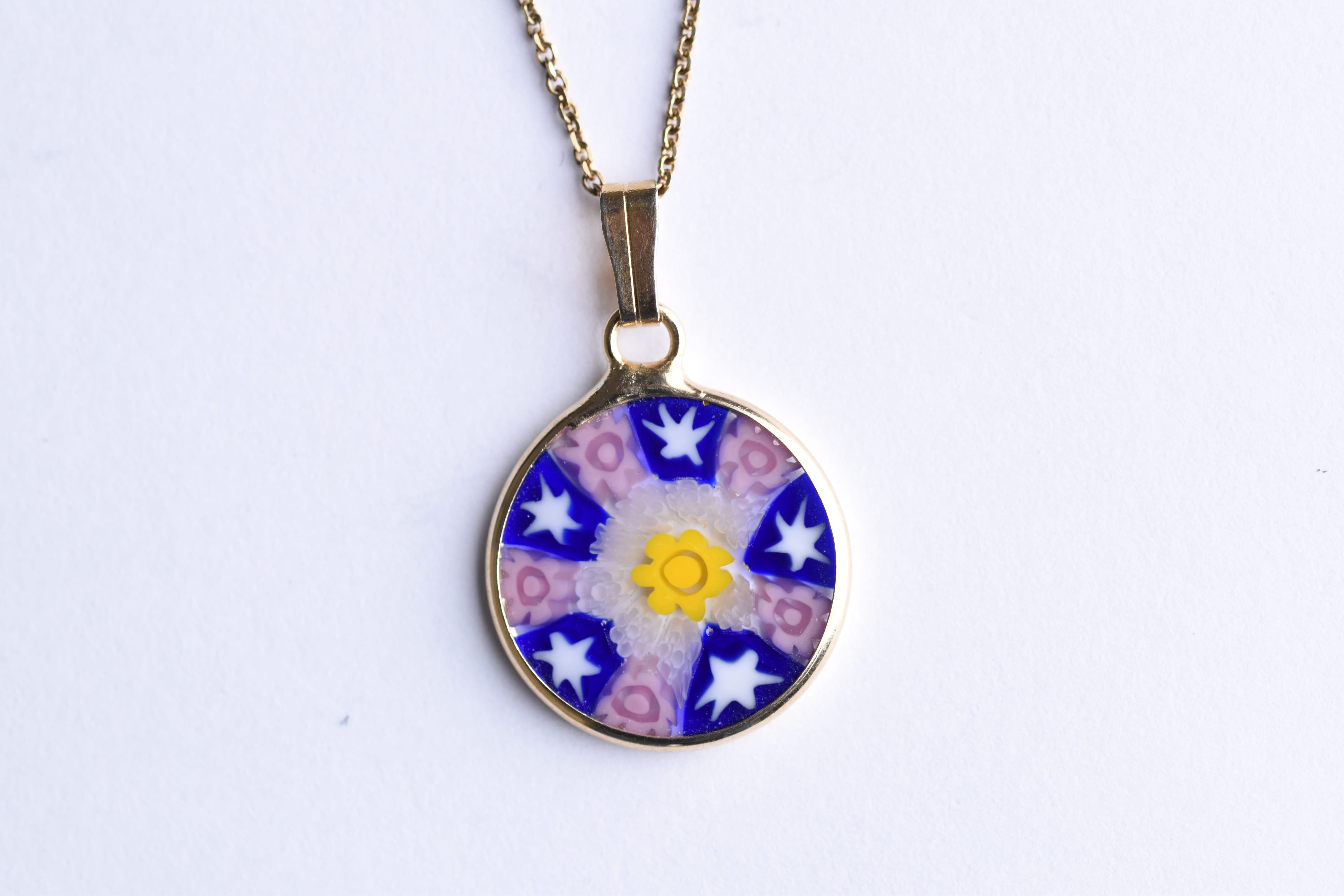 Millefiori medál fém keretben