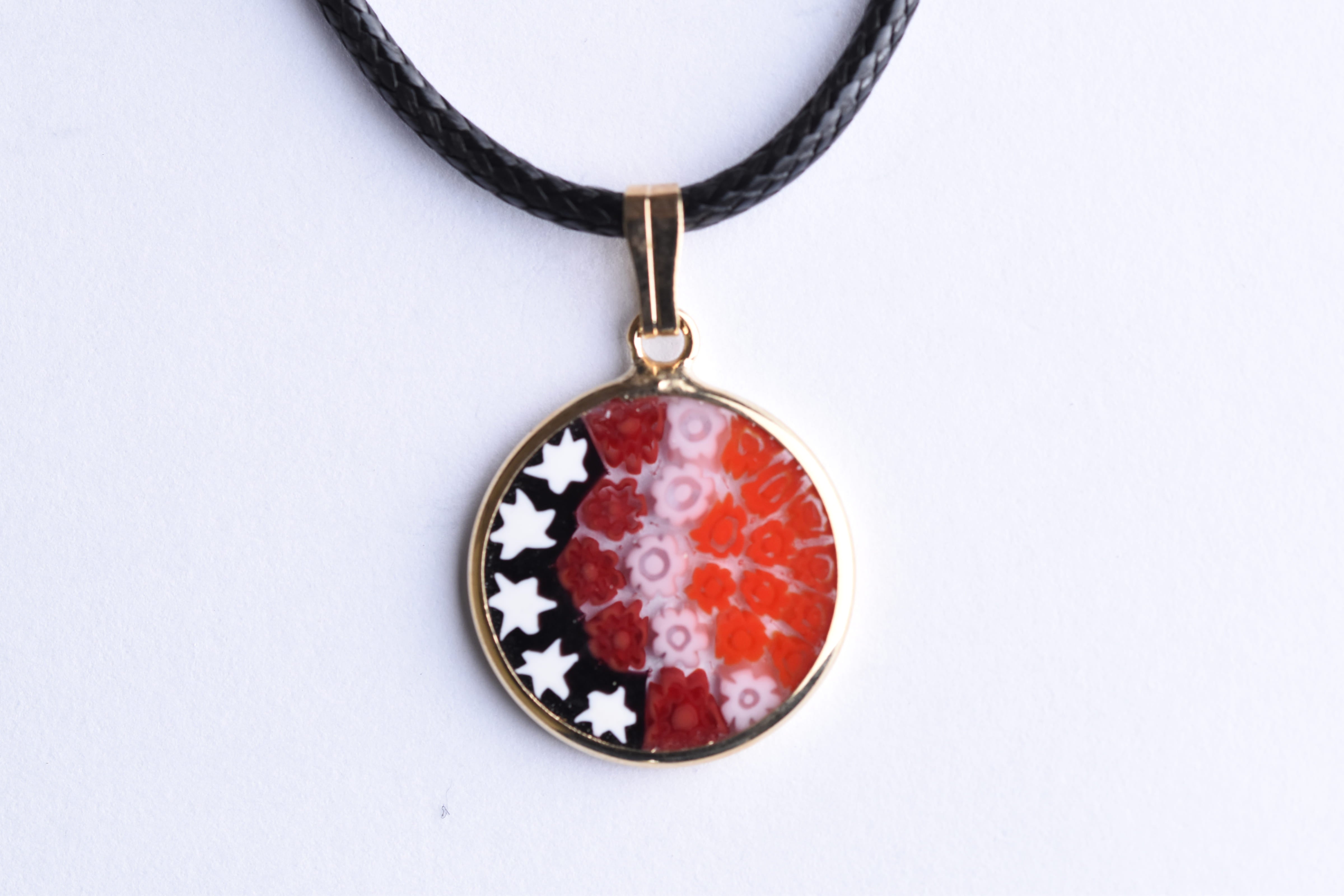 Millefiori medál fém keretben