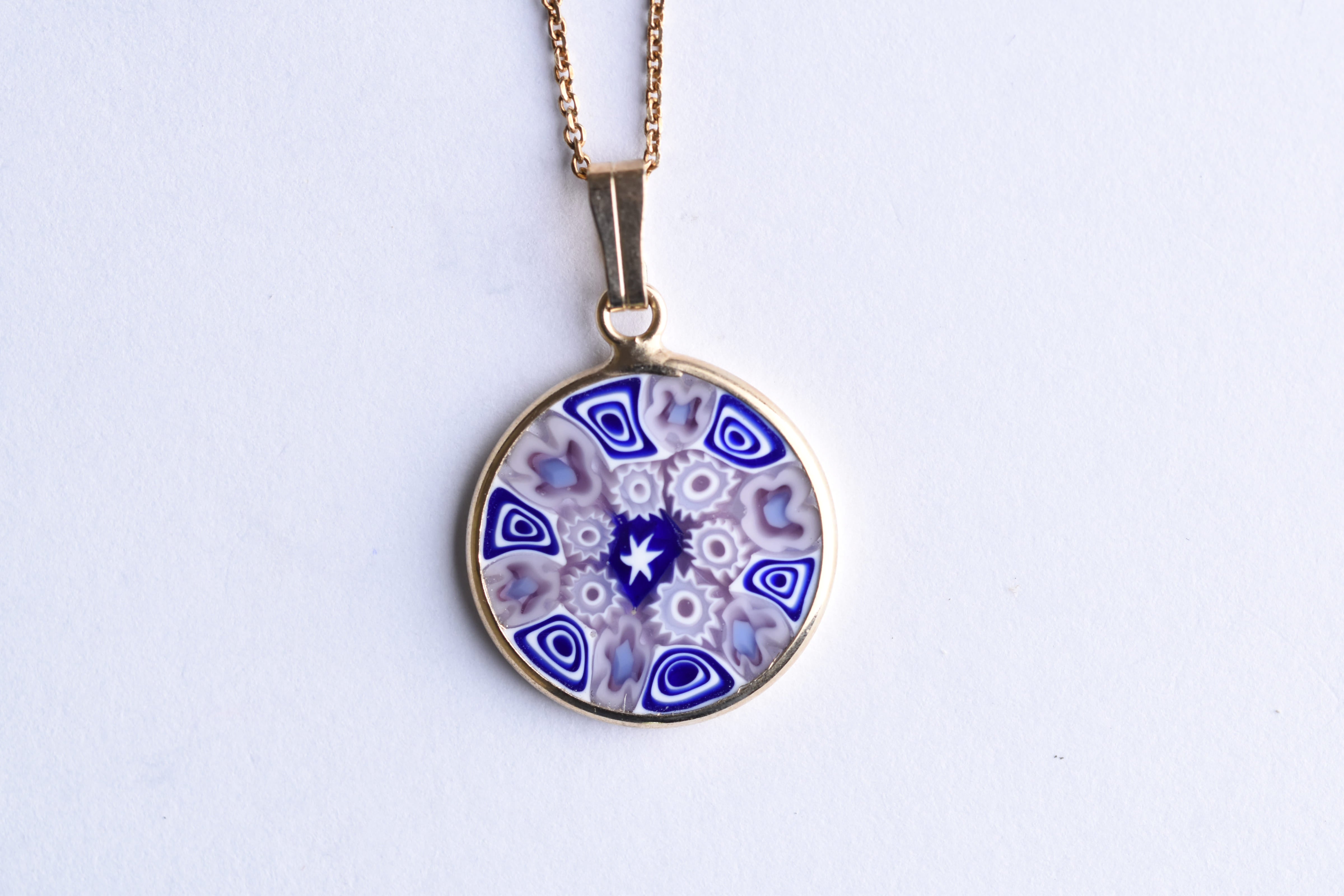 Millefiori medál fém keretben