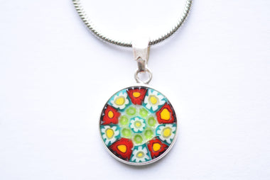 Millefiori medál ezüst keretben