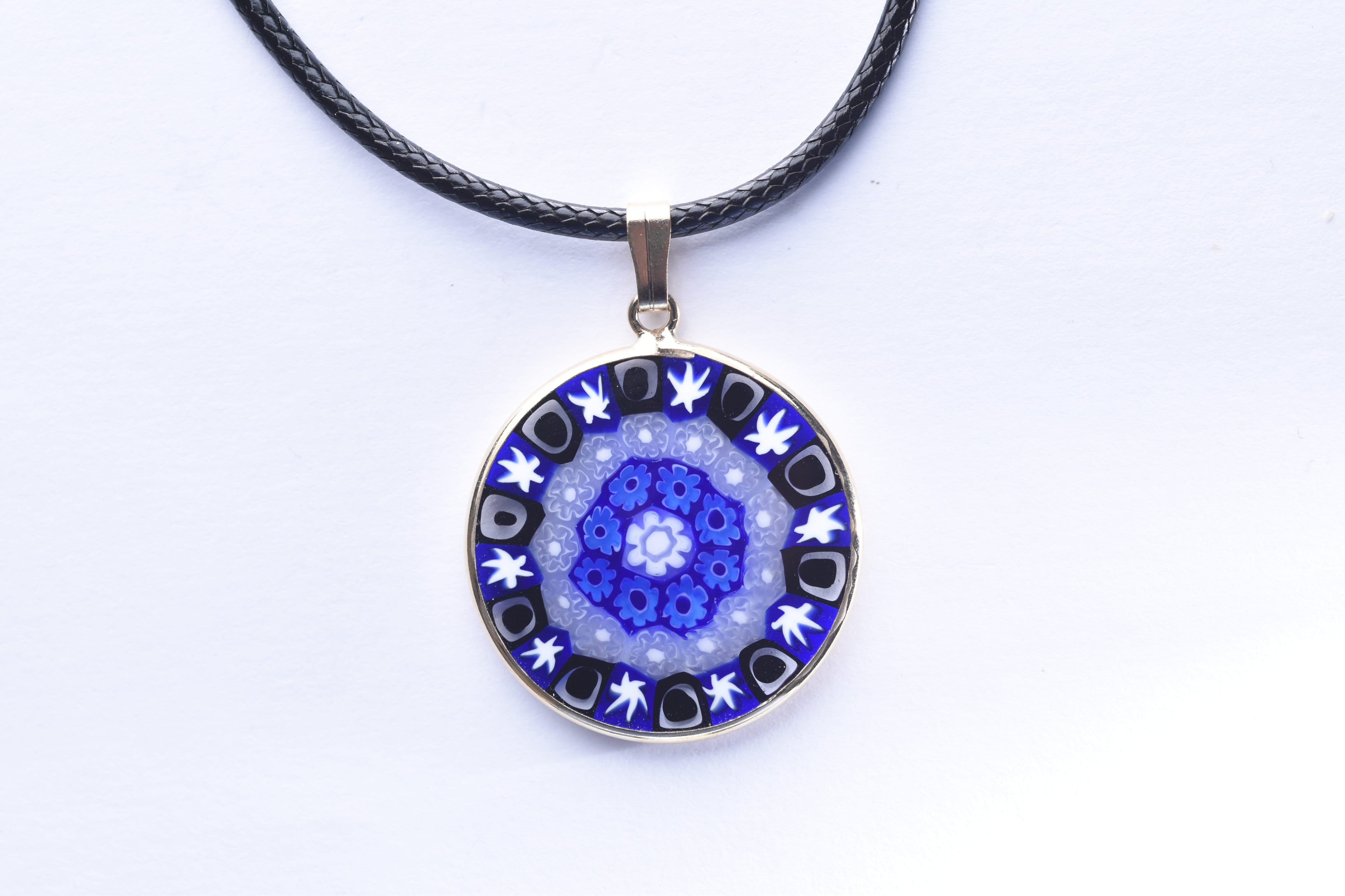 Millefiori medál fém keretben