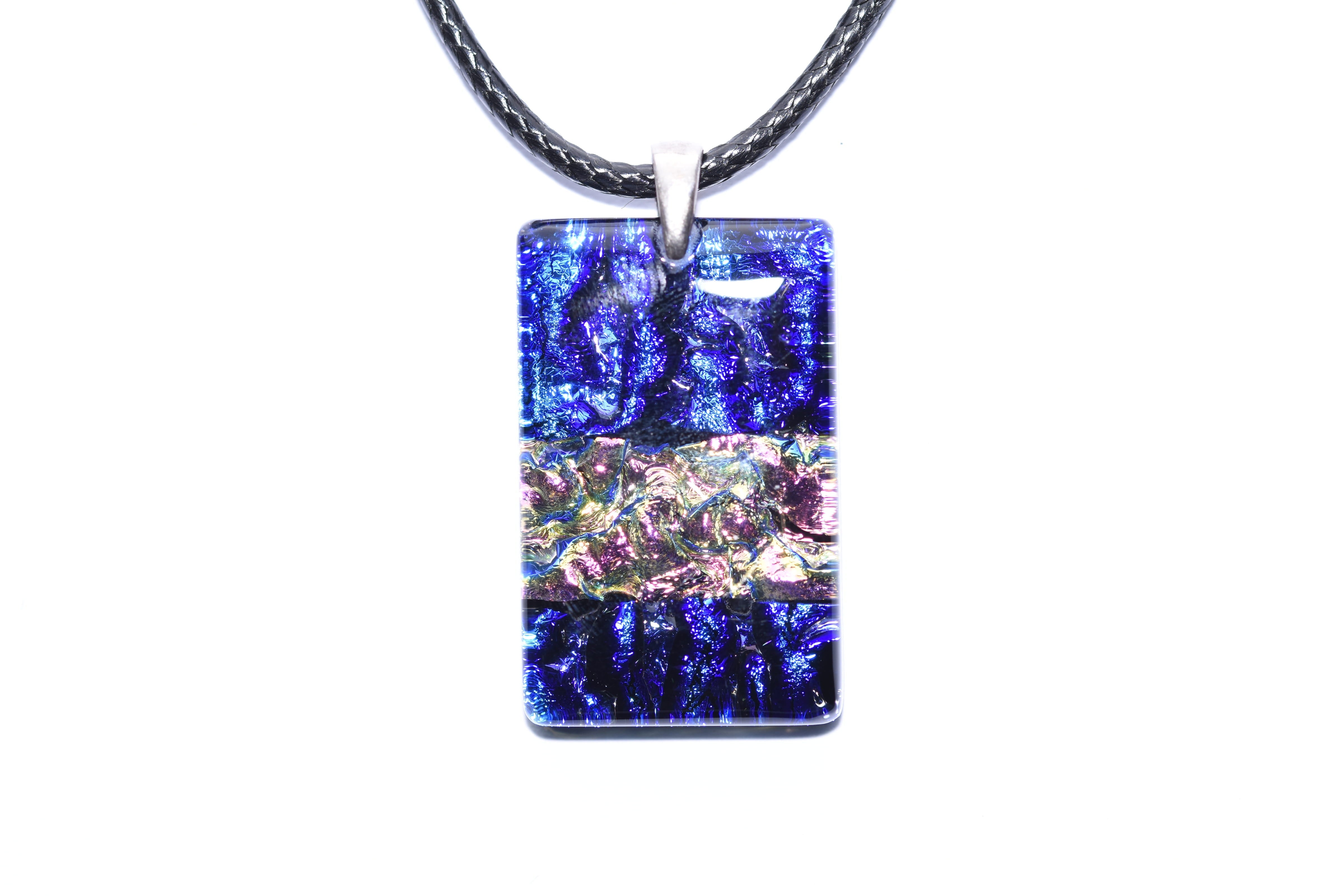 Kézzel készített muranoi üveg medál, textil zsinóron