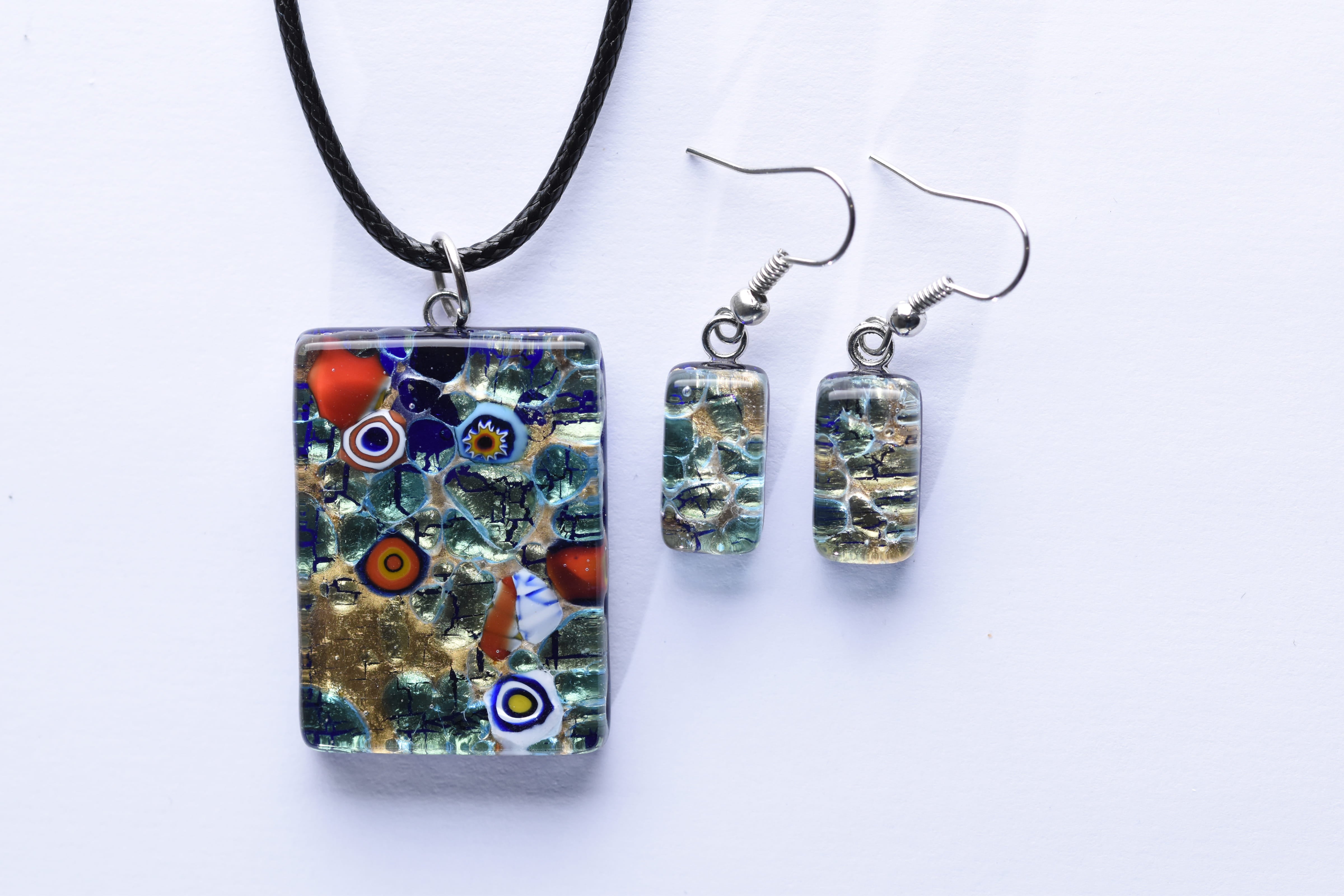 Kézzel készített muranoi üveg ékszer szett