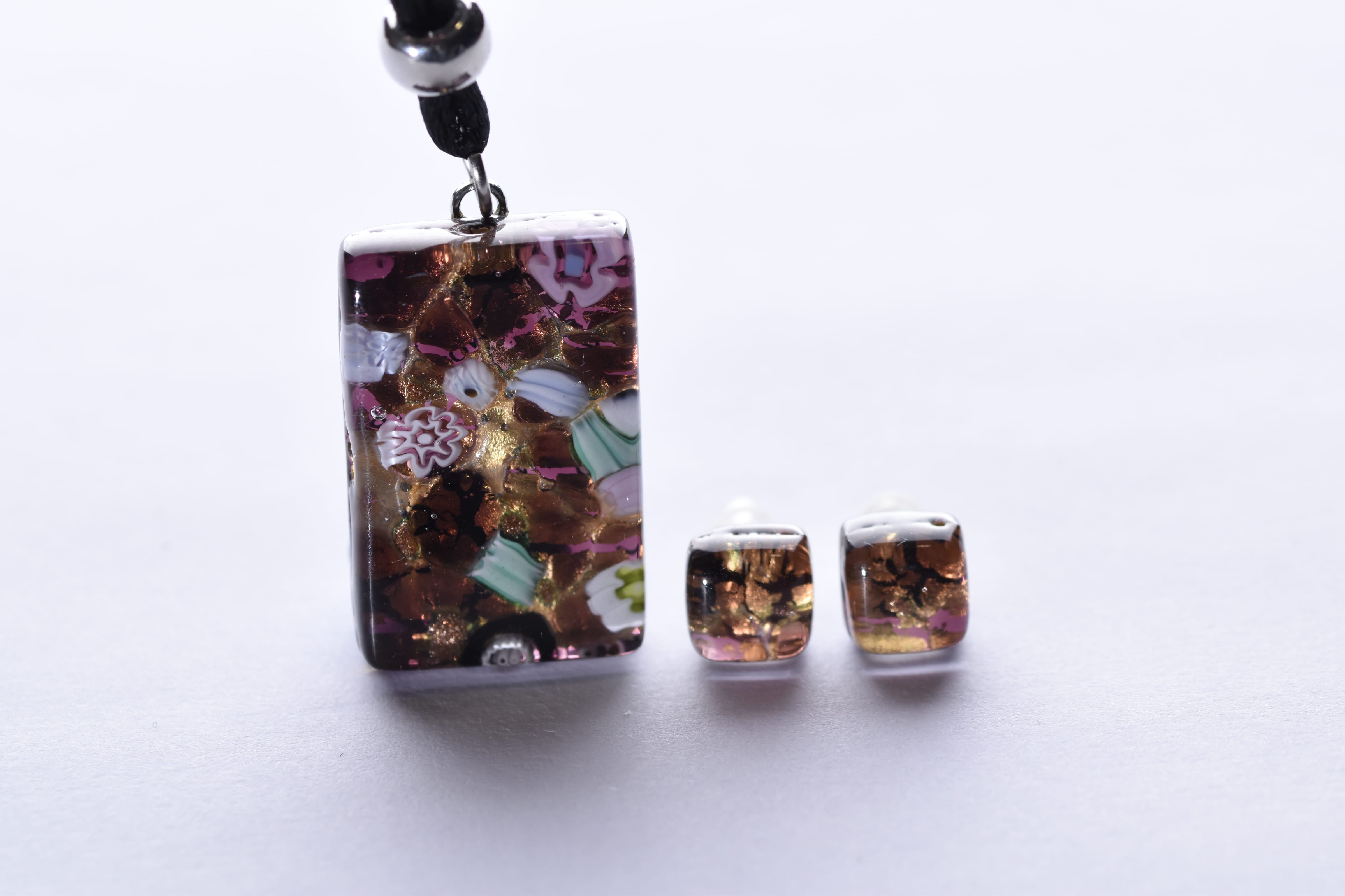 Kézzel készített muranoi üveg ékszer szett