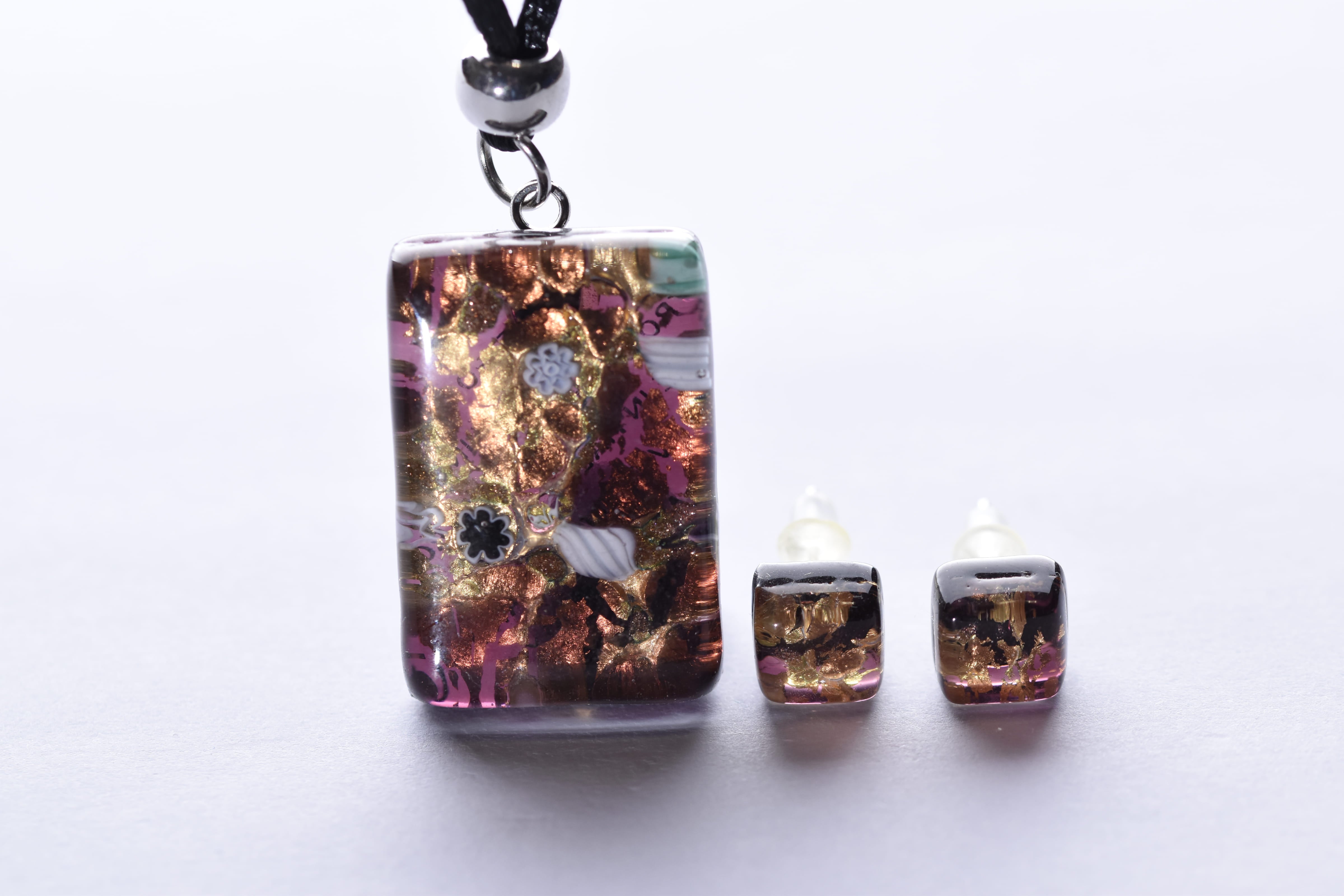 Kézzel készített muranoi üveg ékszer szett