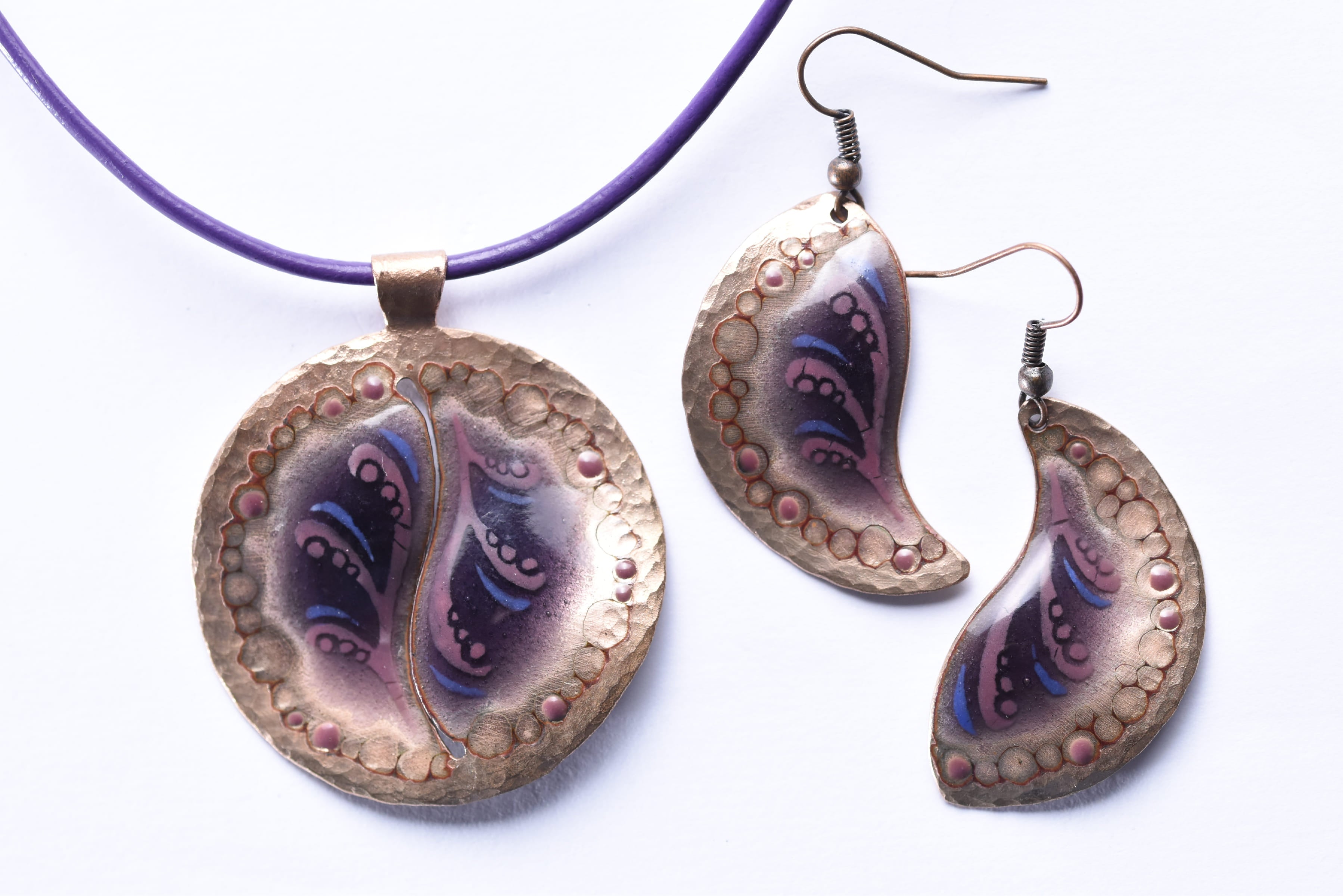 Iparművész tűzzománc ékszer szett