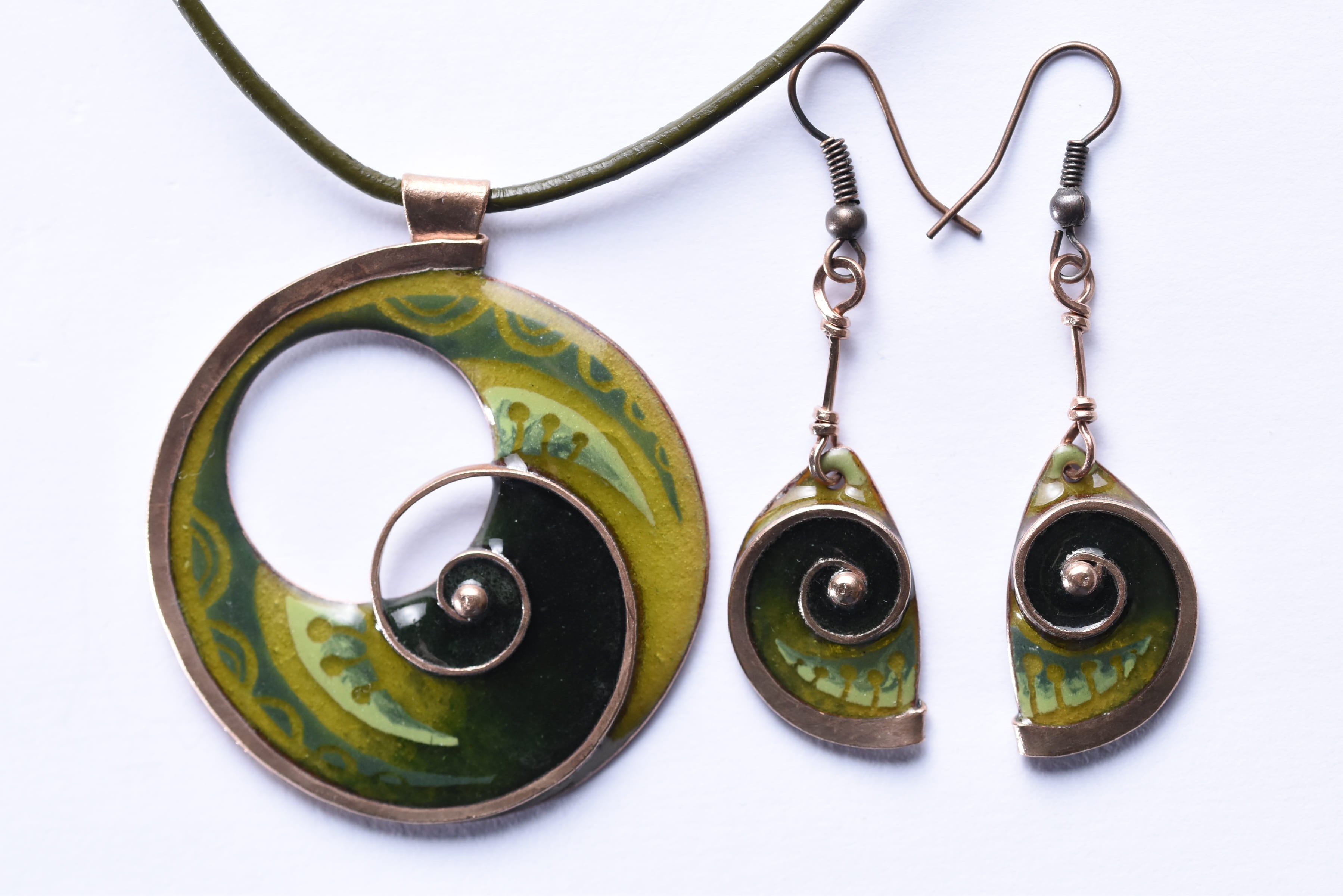 Iparművész tűzzománc ékszer szett