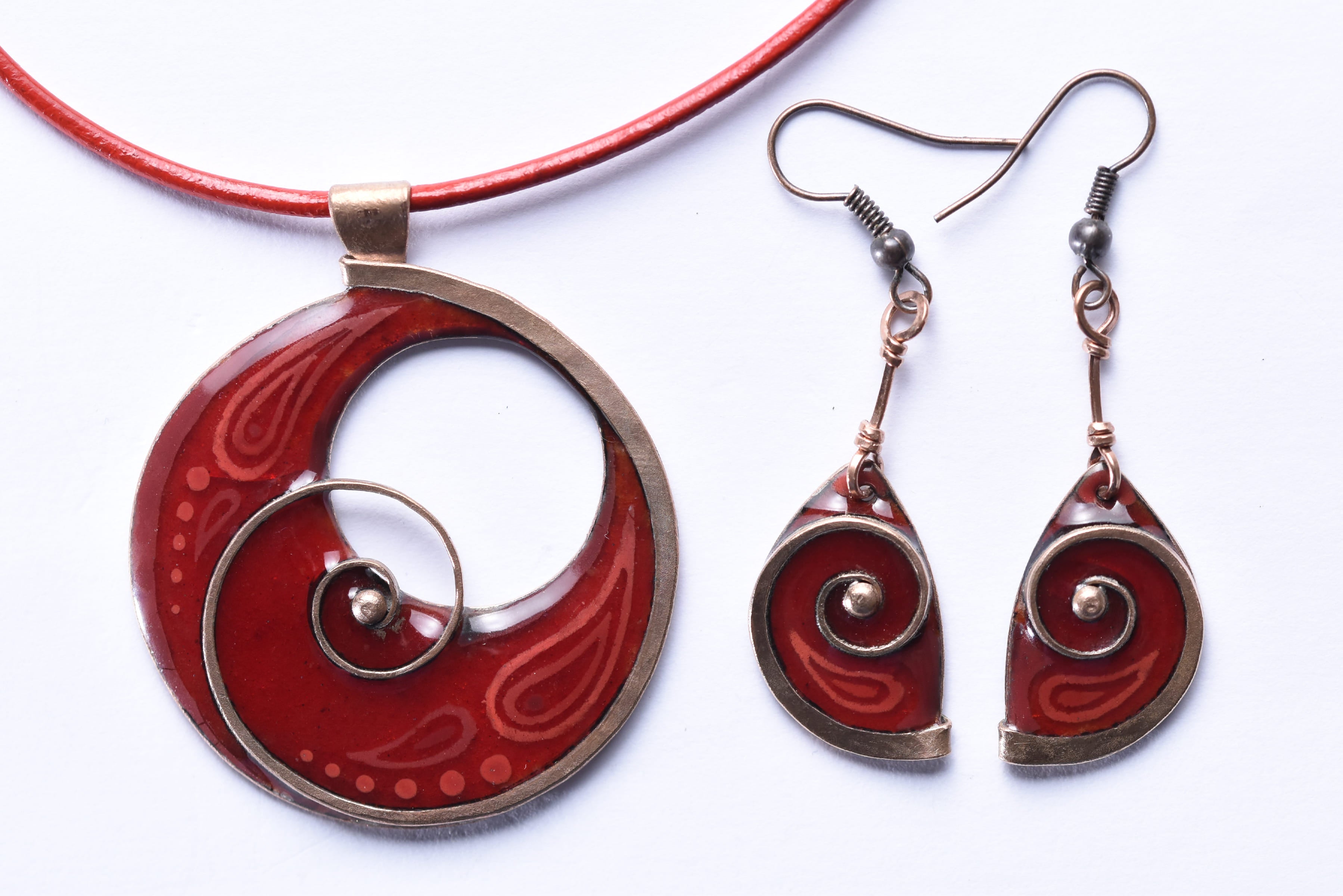 Iparművész tűzzománc ékszer szett