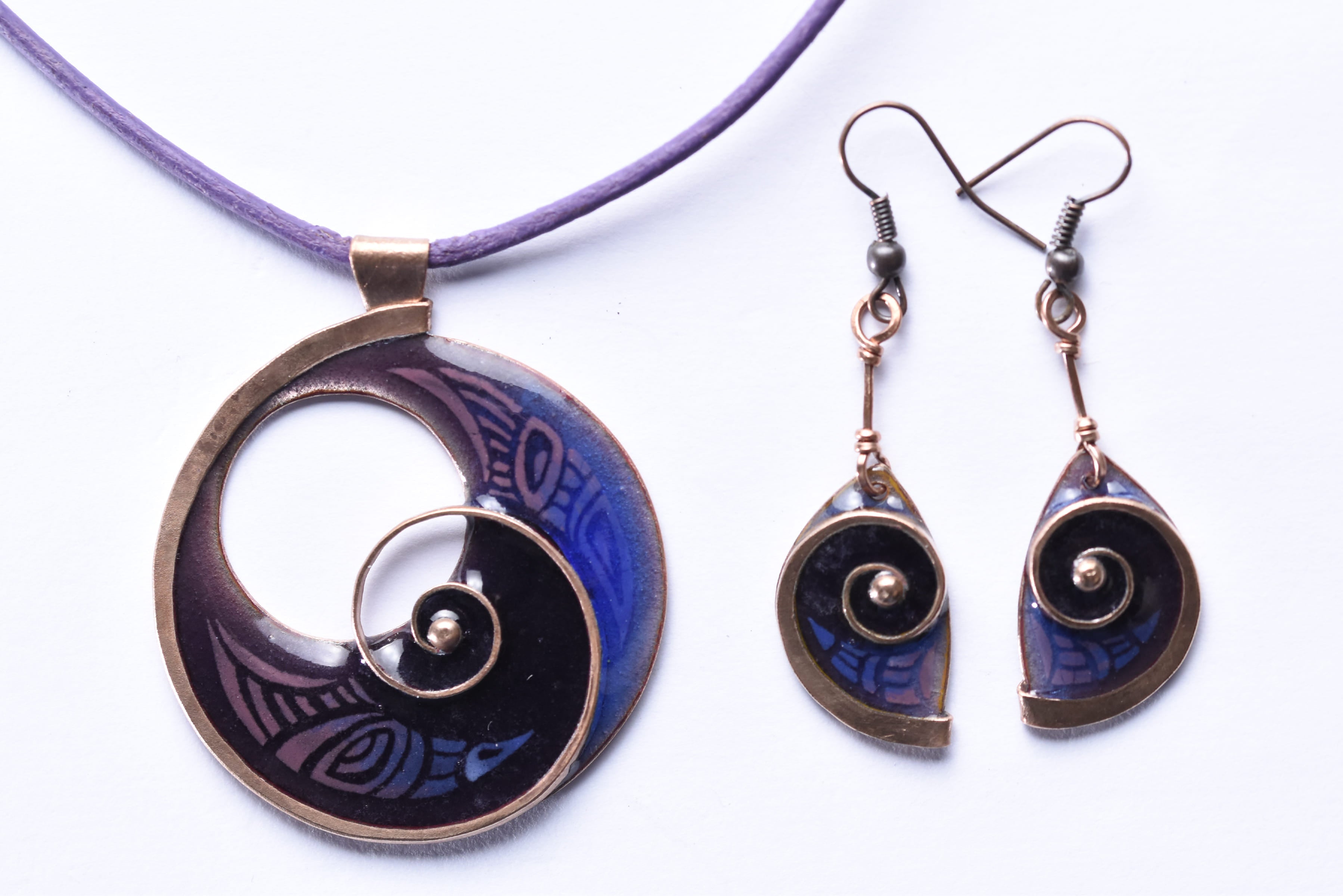 Iparművész tűzzománc ékszer szett