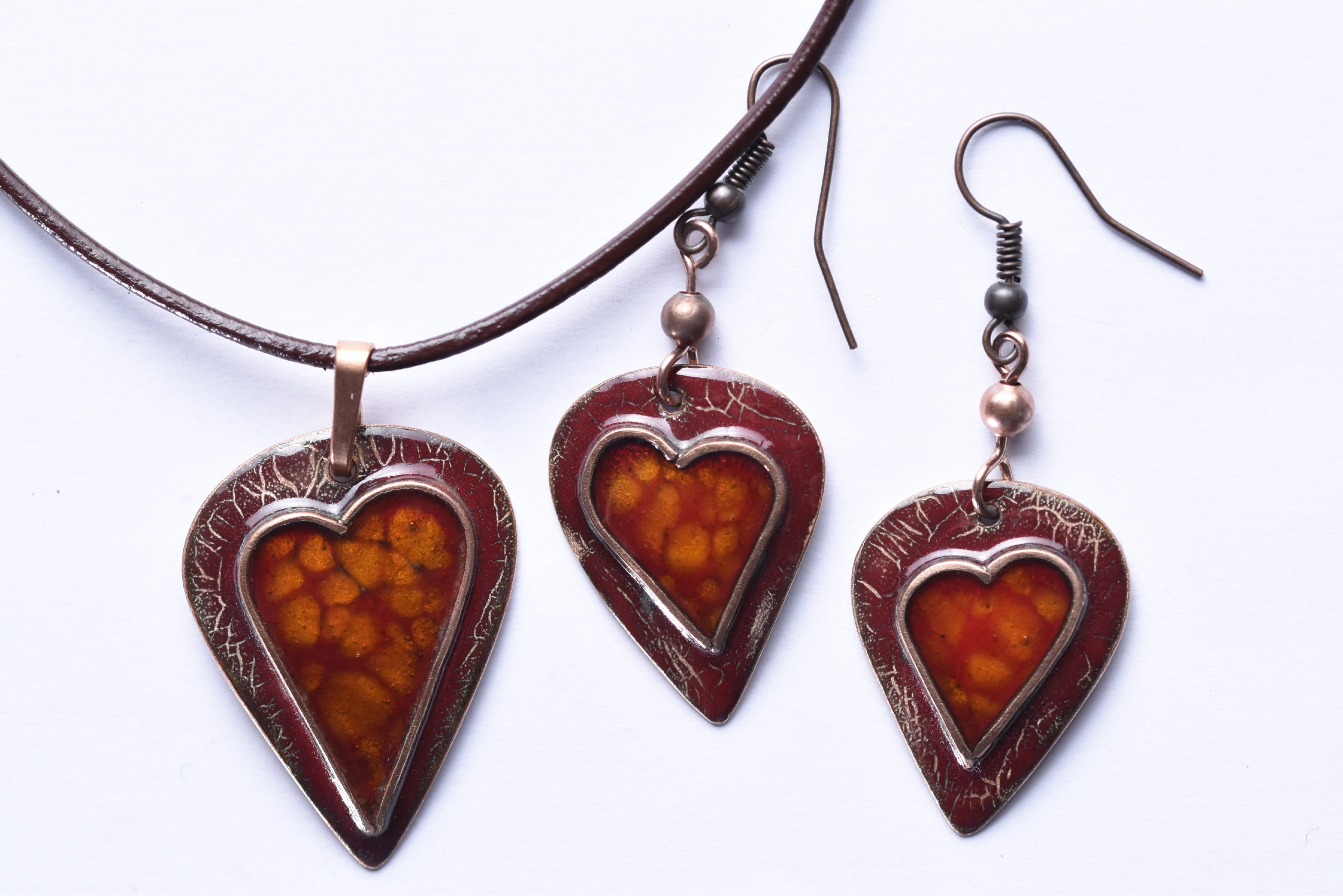 Iparművész tűzzománc ékszer szett