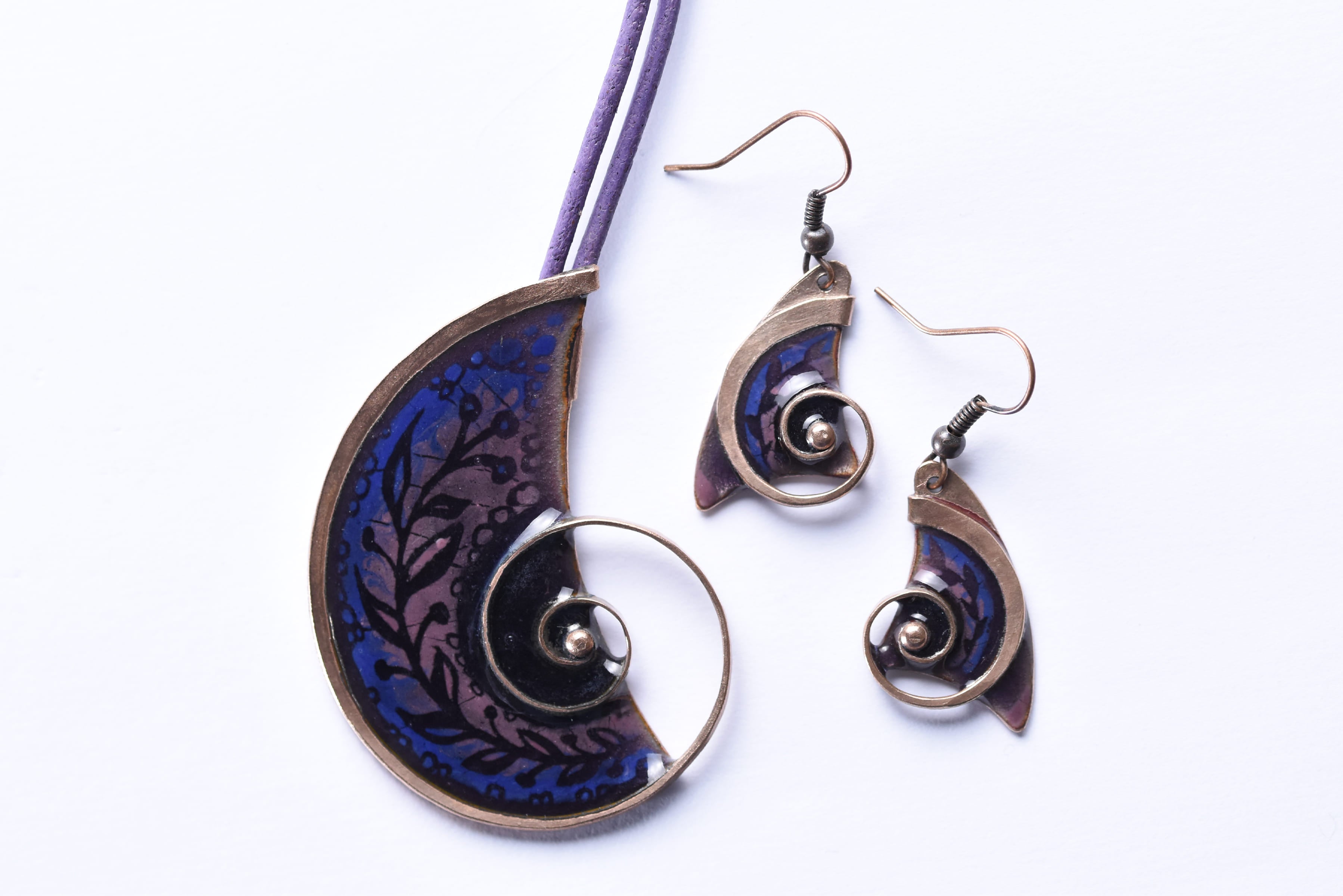 Iparművész tűzzománc ékszer szett