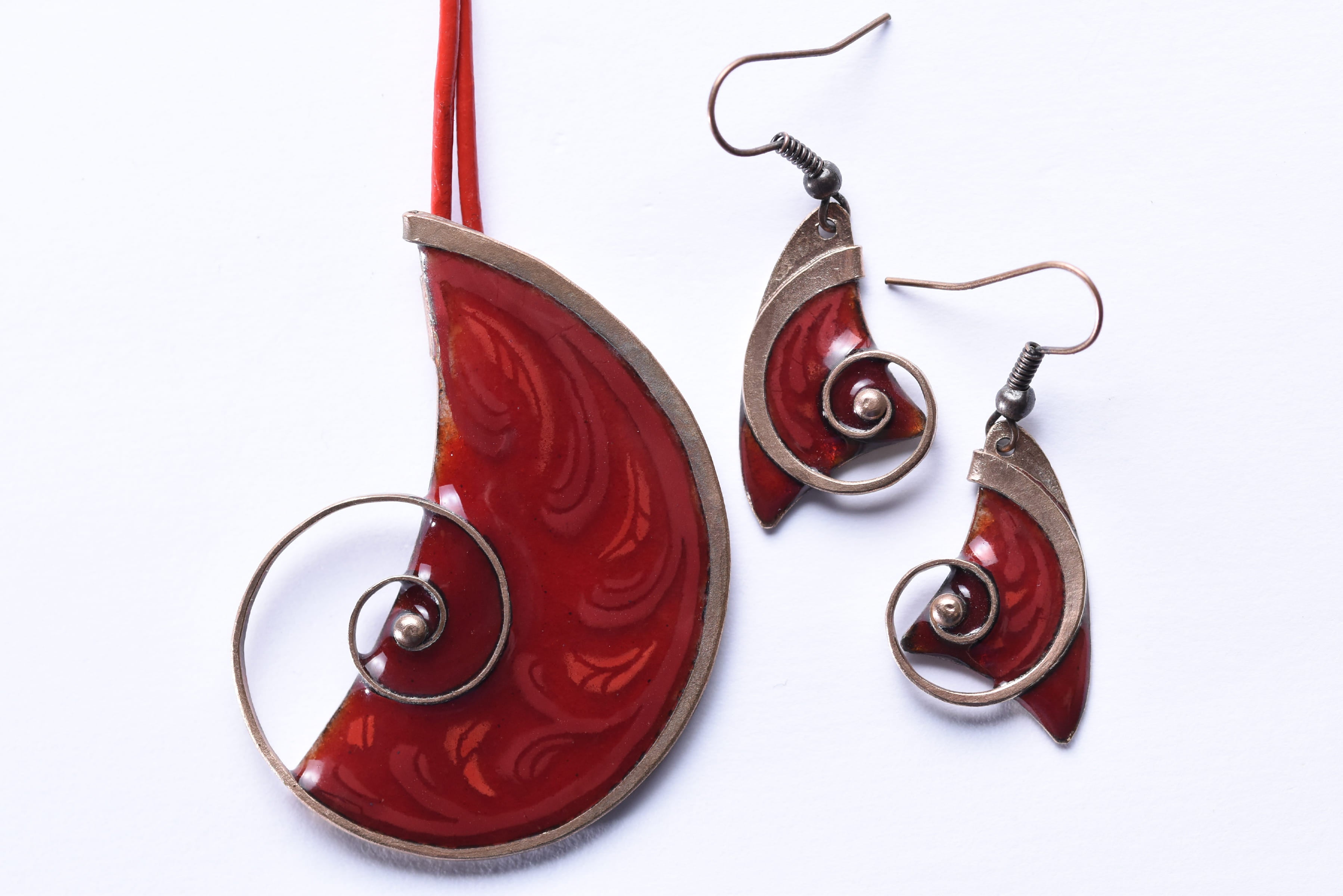 Iparművész tűzzománc ékszer szett