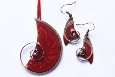 Iparművész tűzzománc ékszer szett