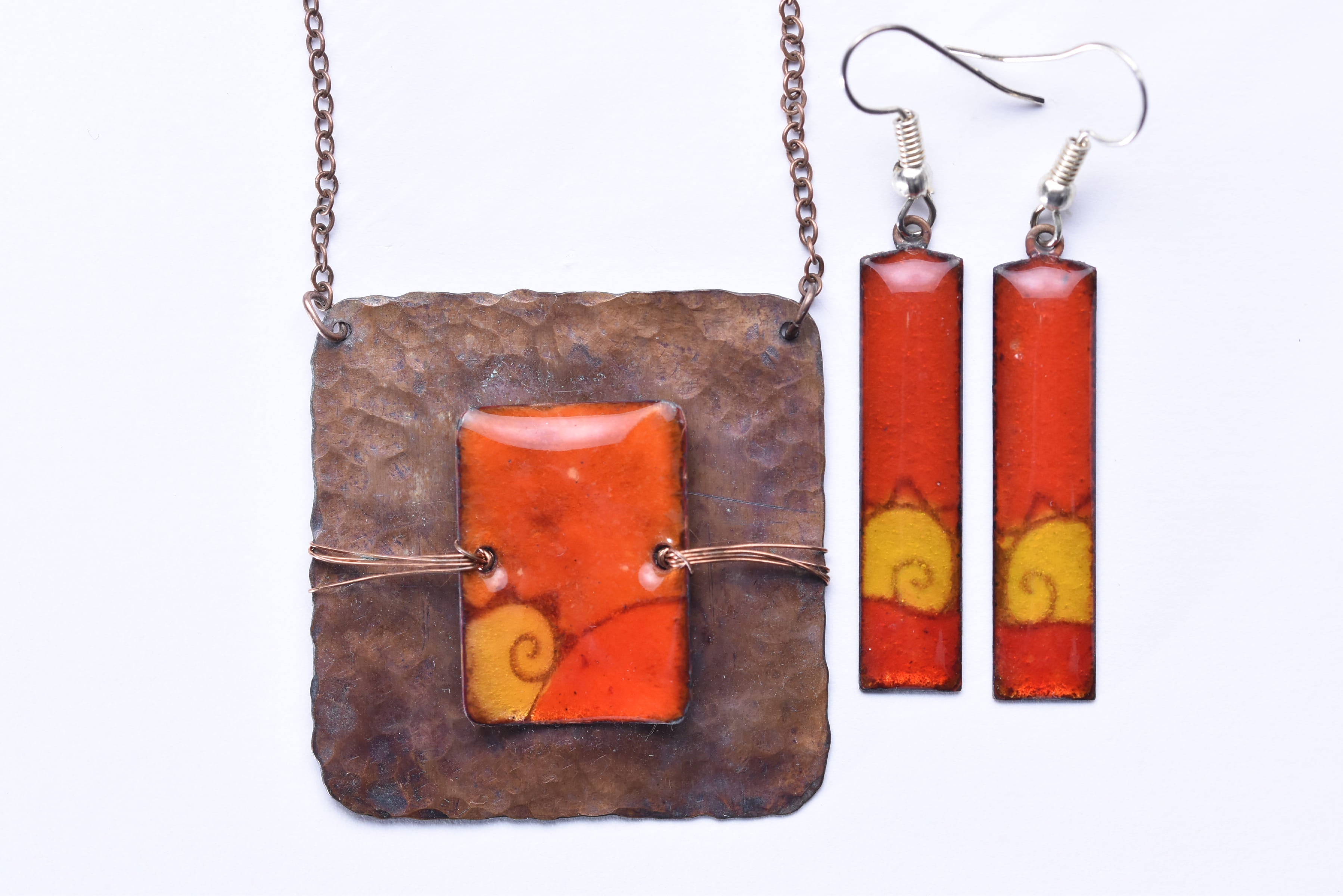 Iparművész tűzzománc ékszer szett