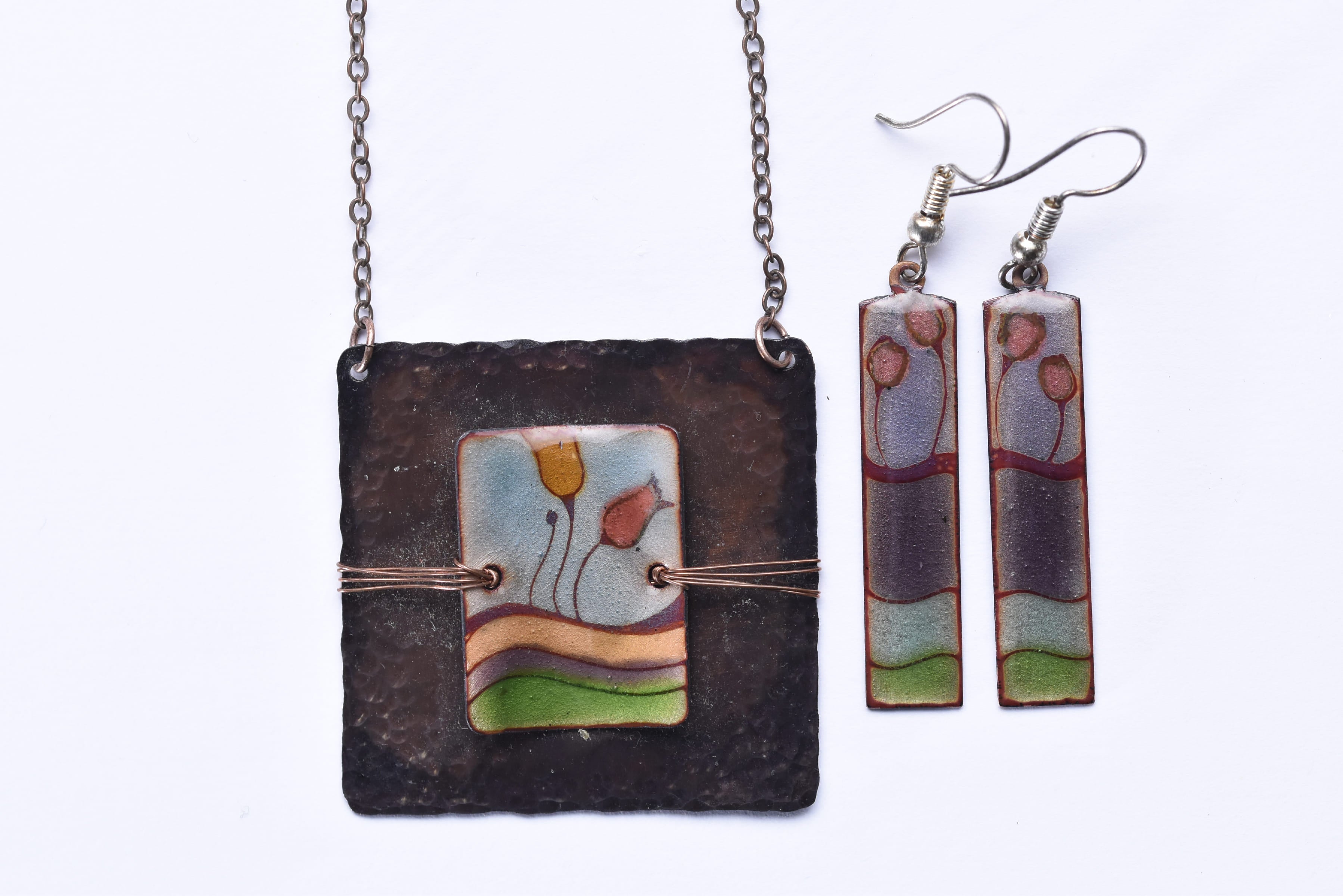 Iparművész tűzzománc ékszer szett