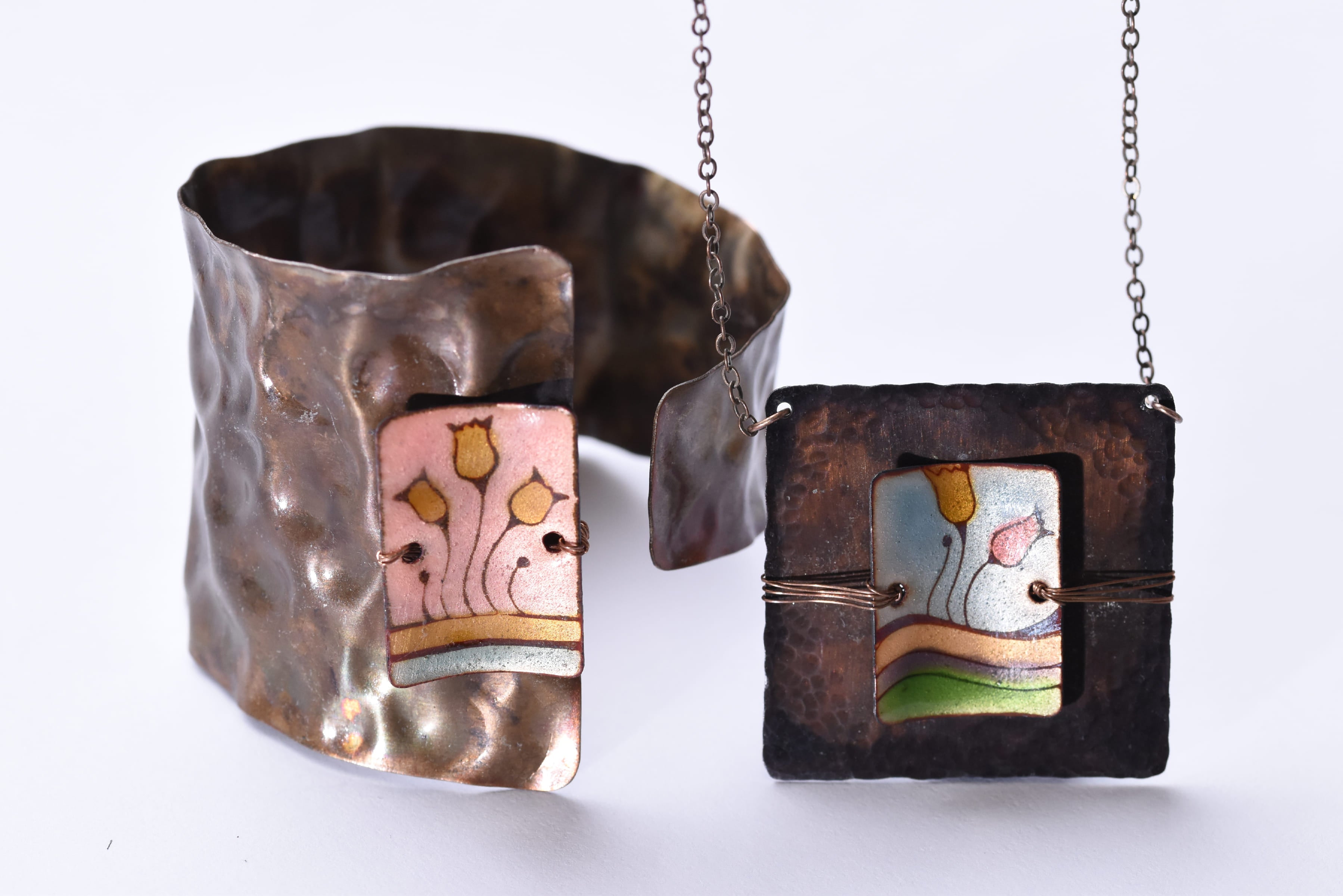 Iparművész tűzzománc ékszer szett