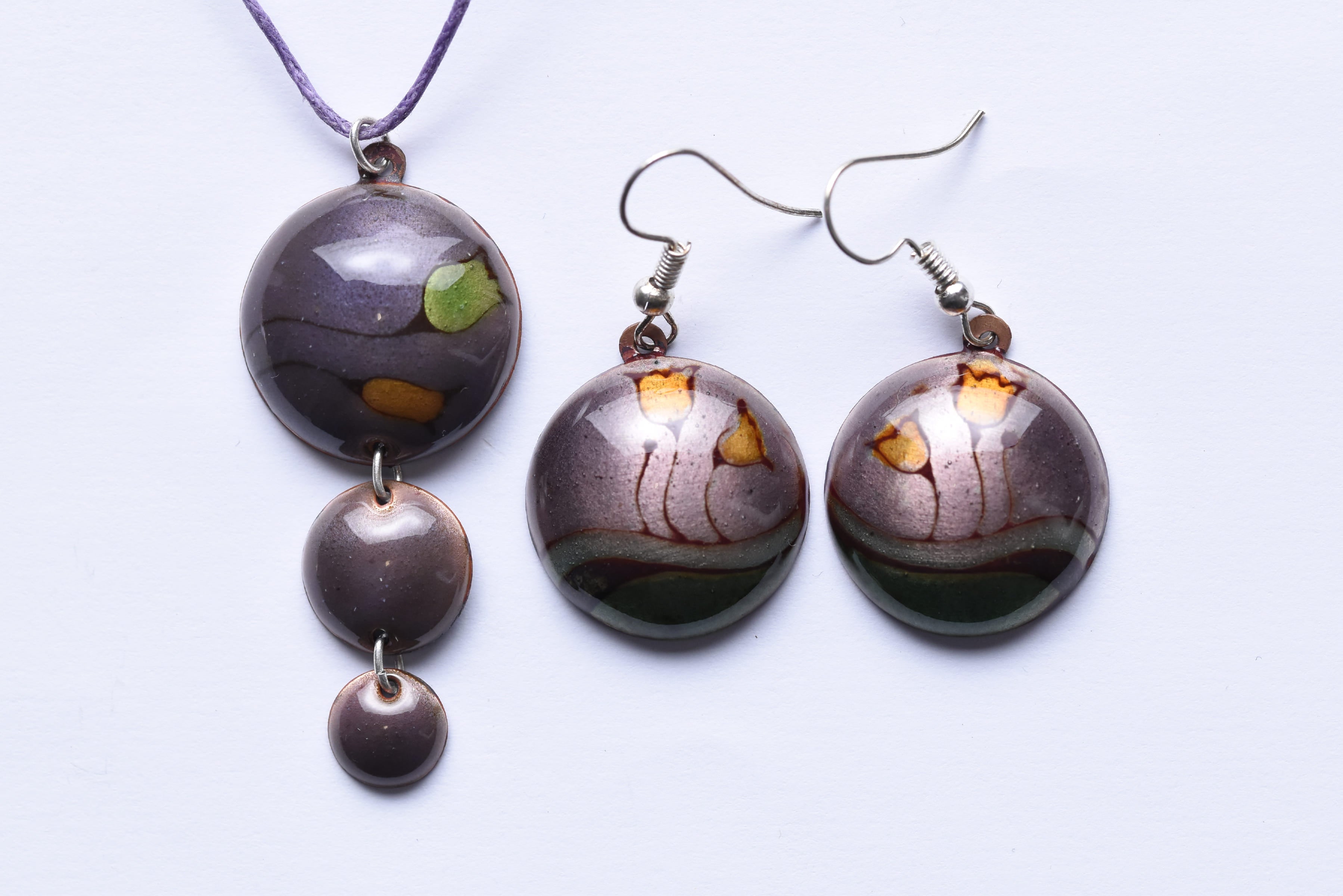 Iparművész tűzzománc ékszer szett