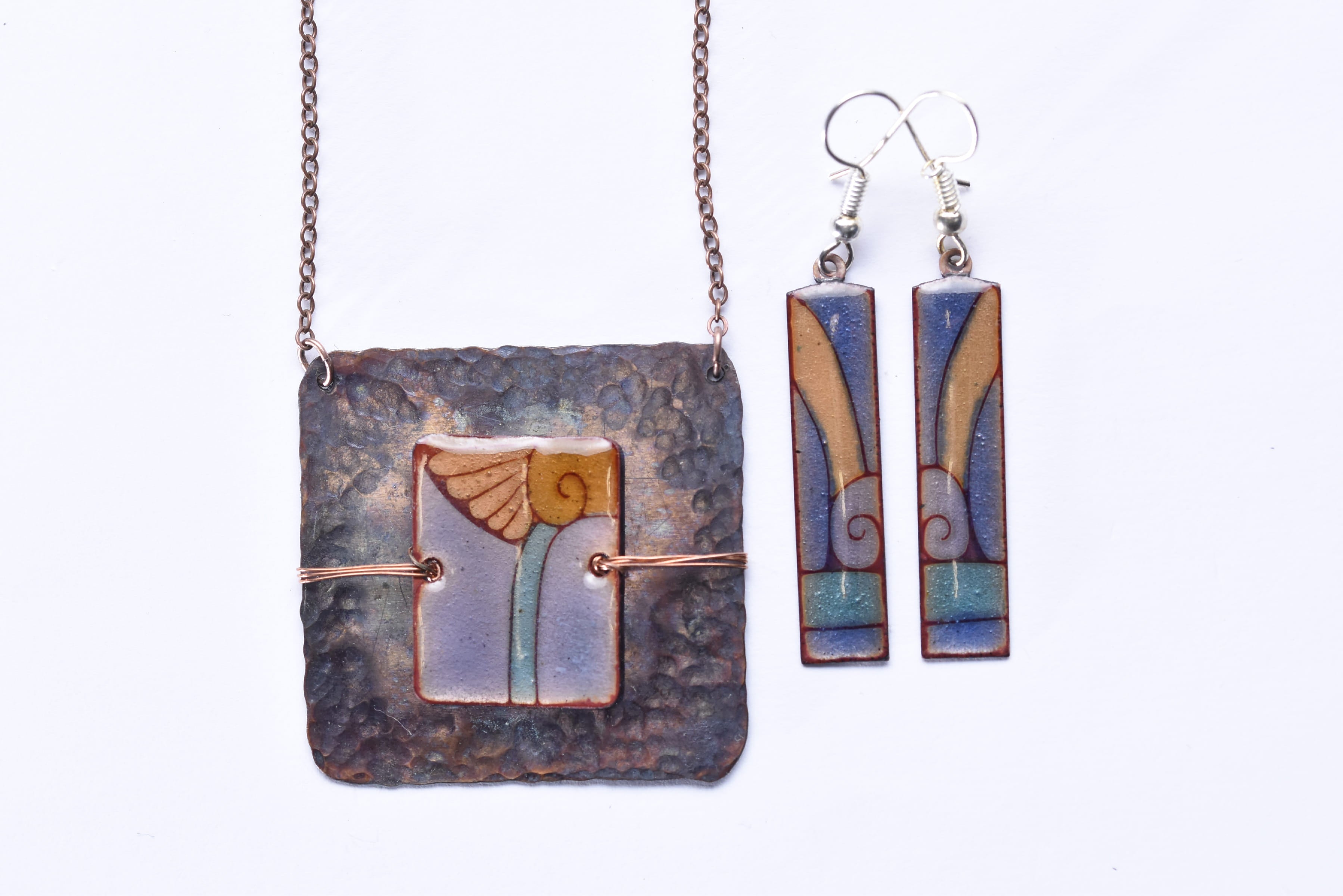 Iparművész tűzzománc ékszer szett