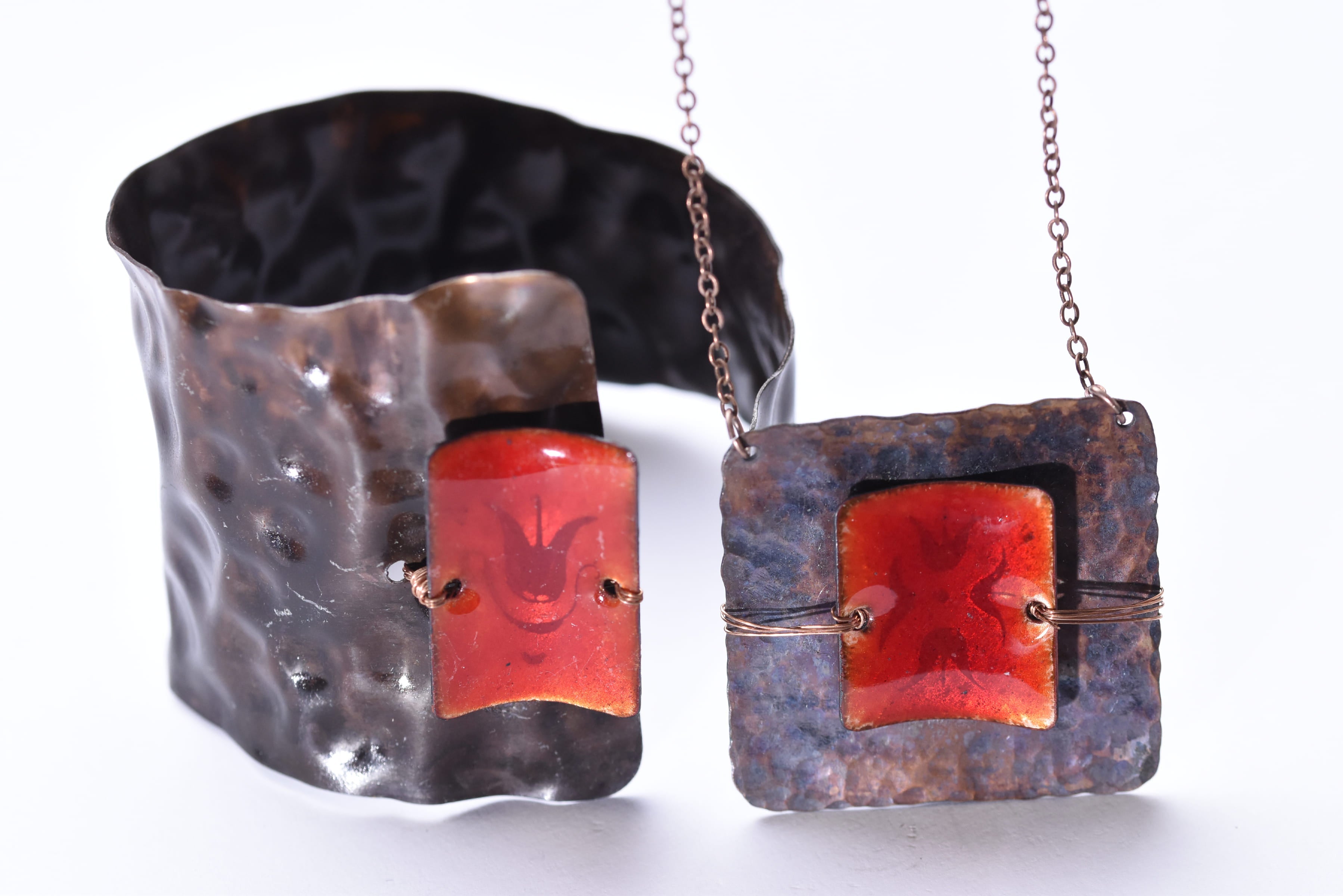 Iparművész tűzzománc ékszer szett