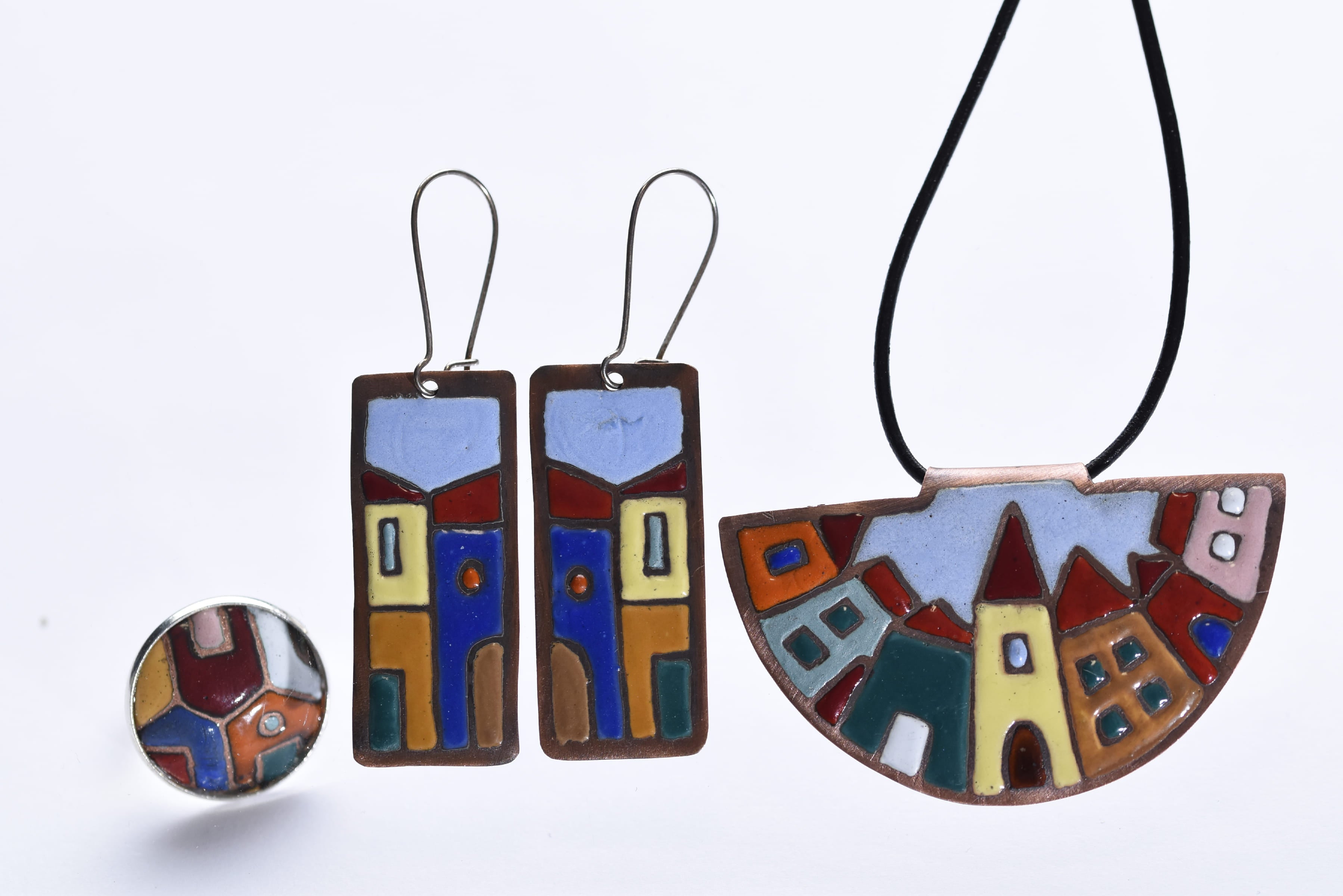 Iparművész tűzzománc ékszer szett