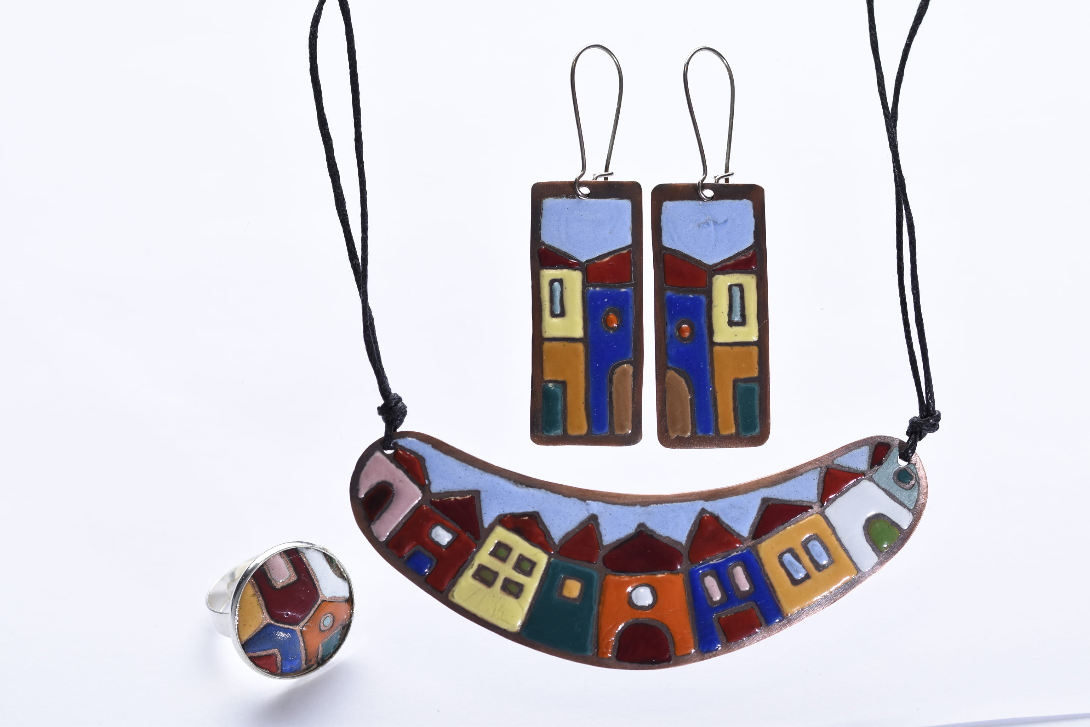 Iparművész tűzzománc ékszer szett