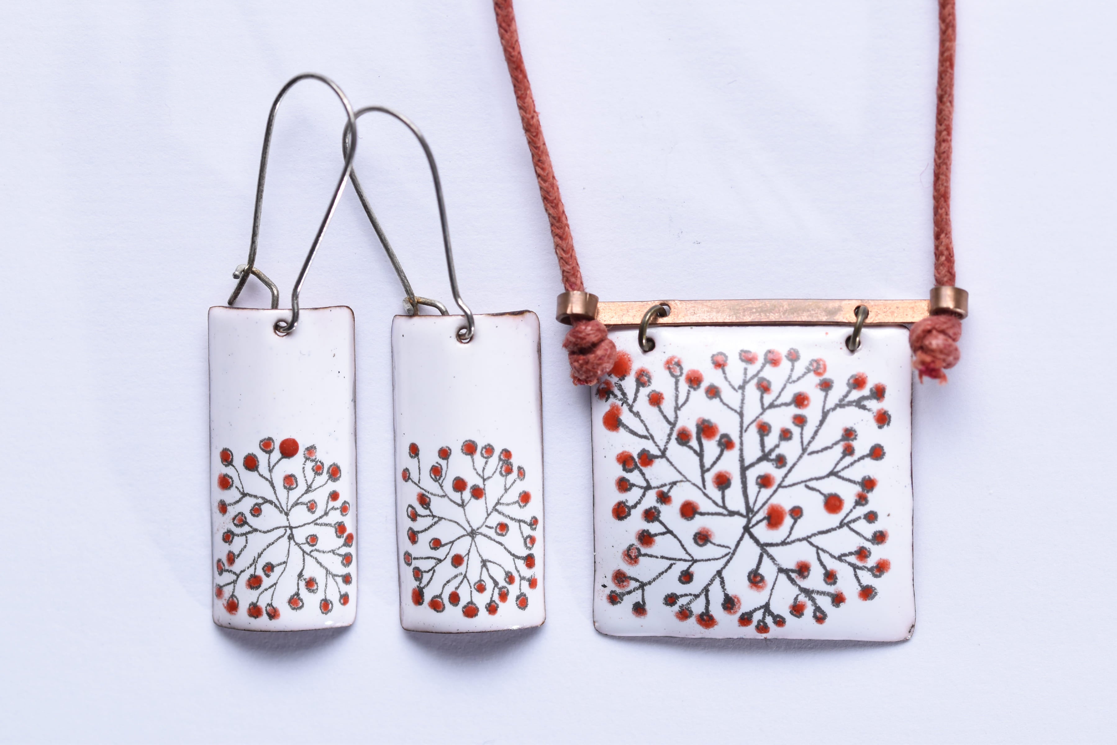 Iparművész tűzzománc ékszer szett