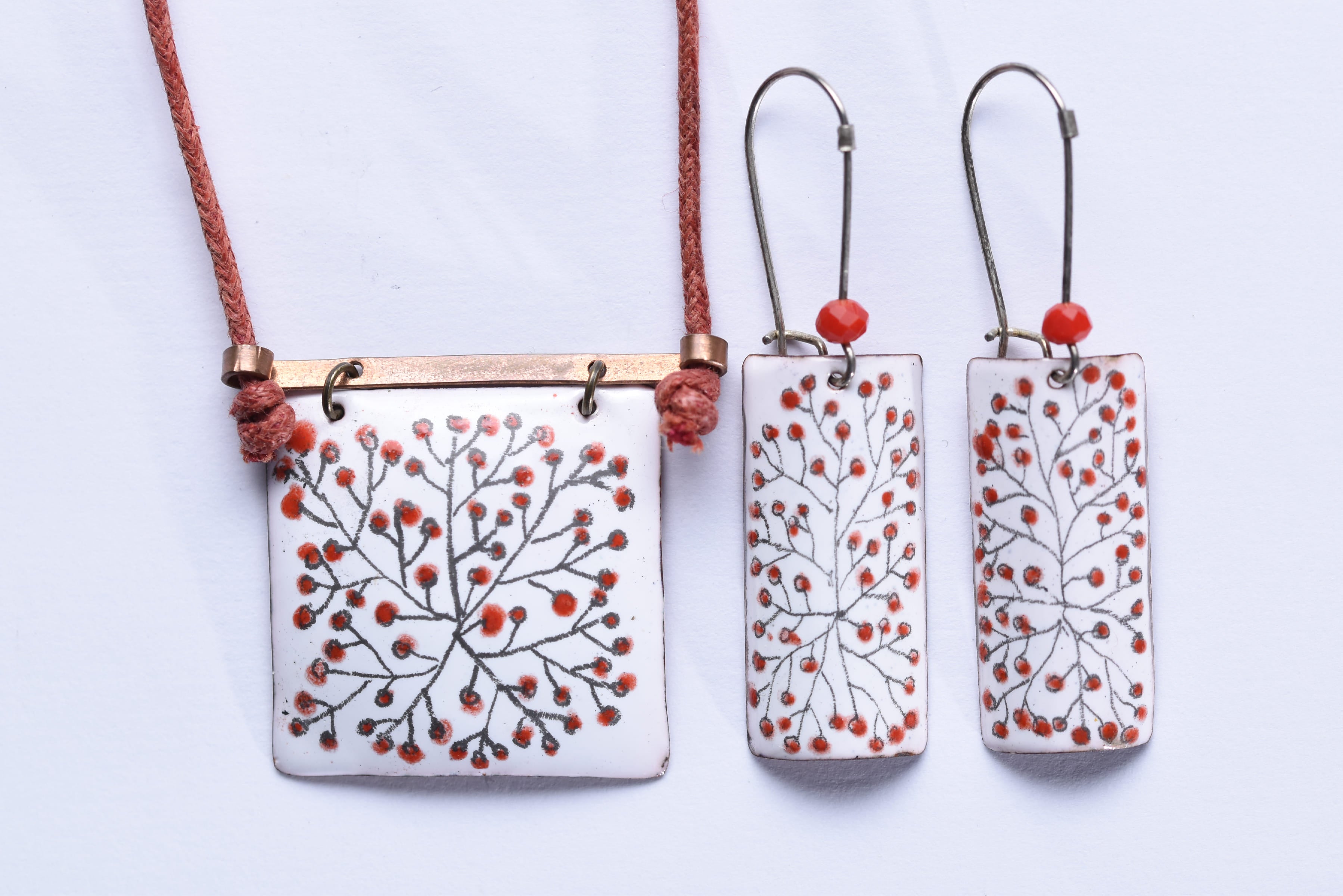 Iparművész tűzzománc ékszer szett