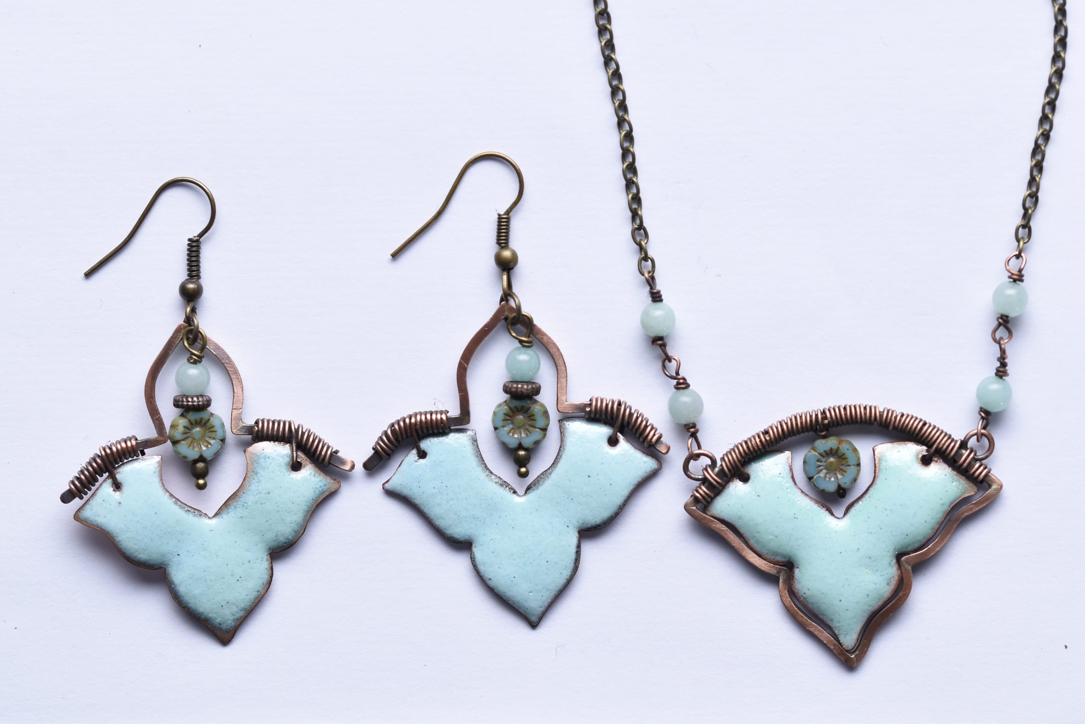 Iparművész tűzzománc ékszer szett