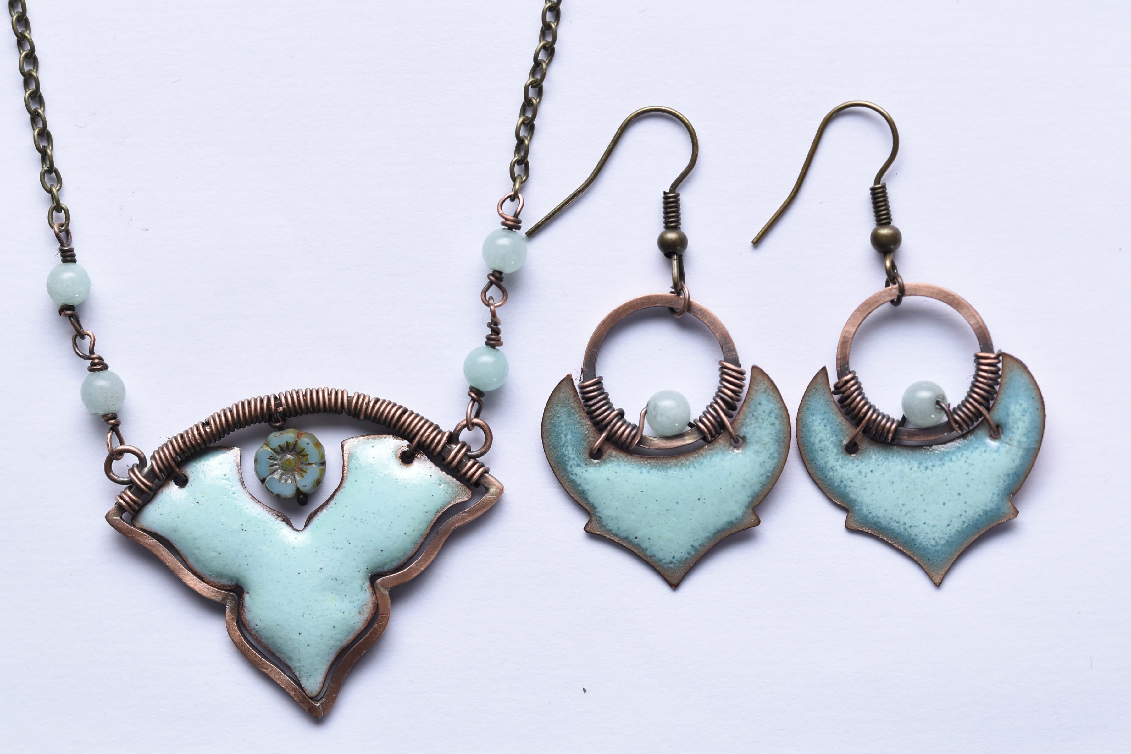 Iparművész tűzzománc ékszer szett