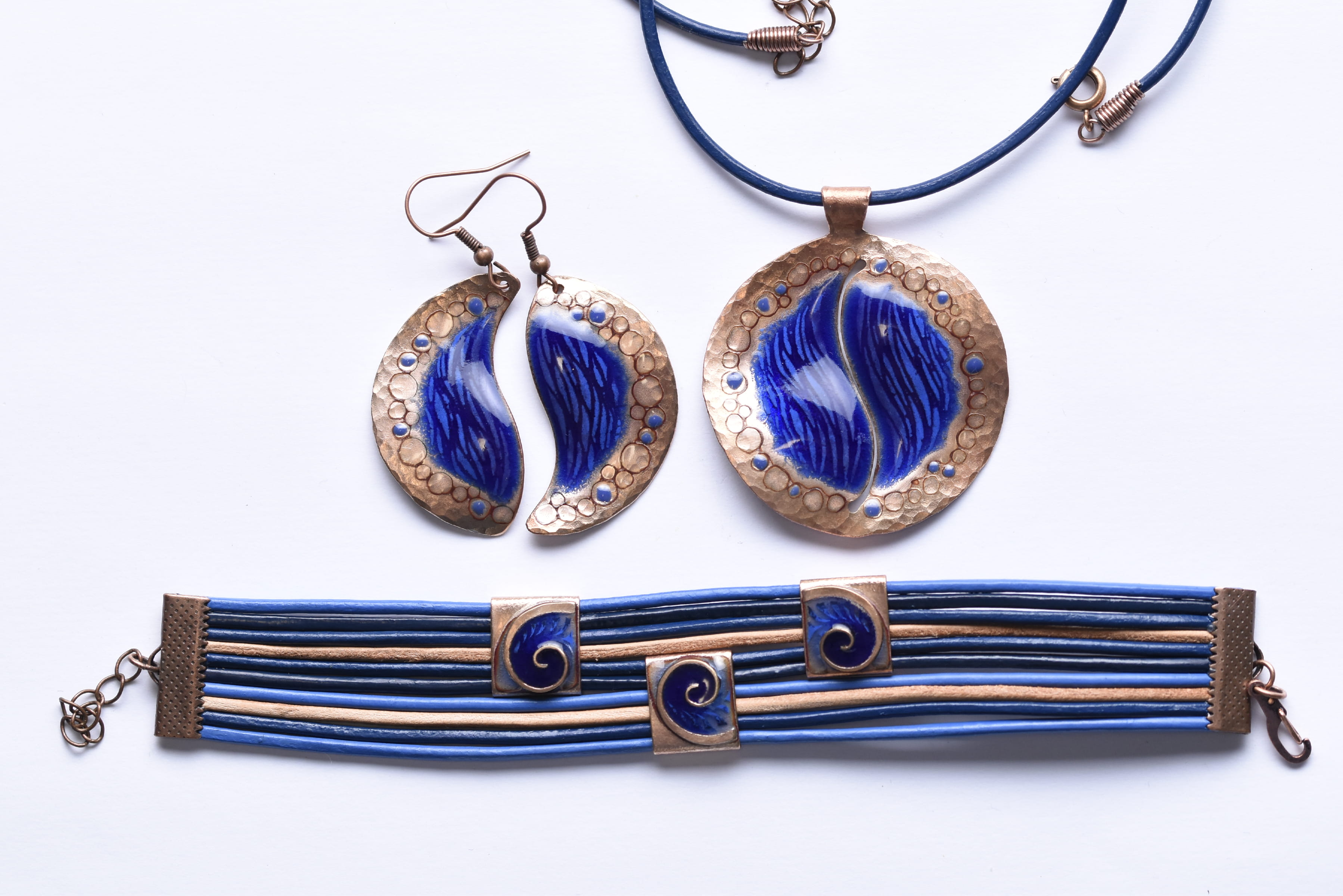 Iparművész tűzzománc ékszer szett