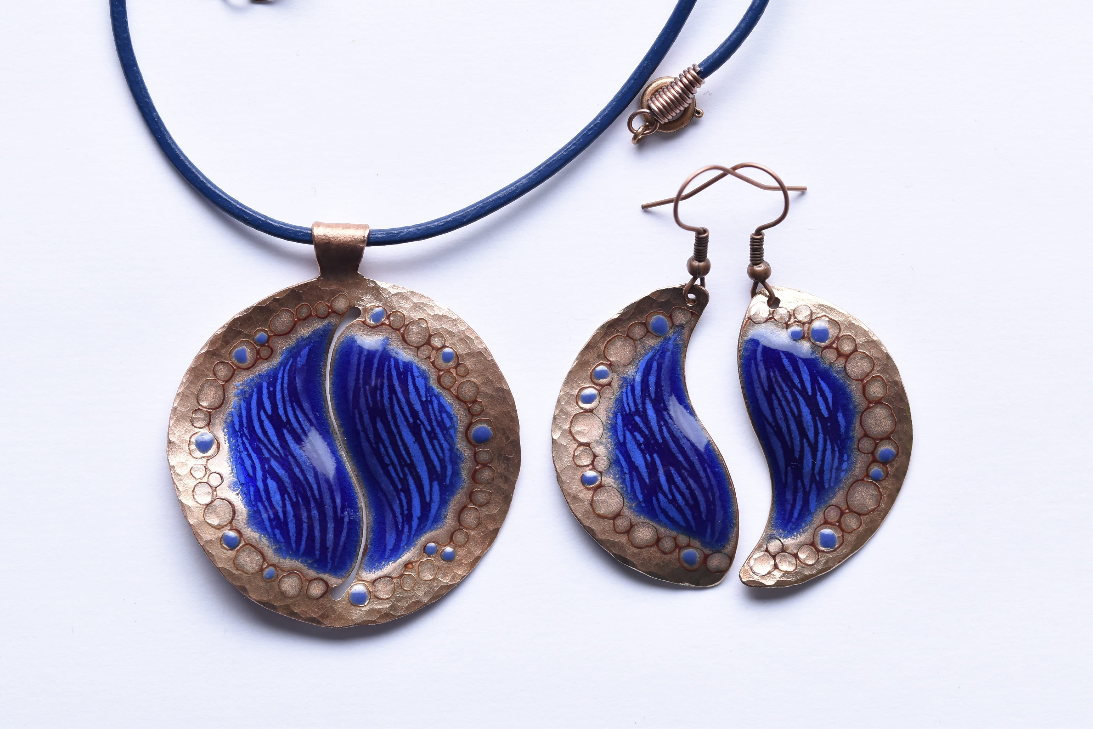 Iparművész tűzzománc ékszer szett