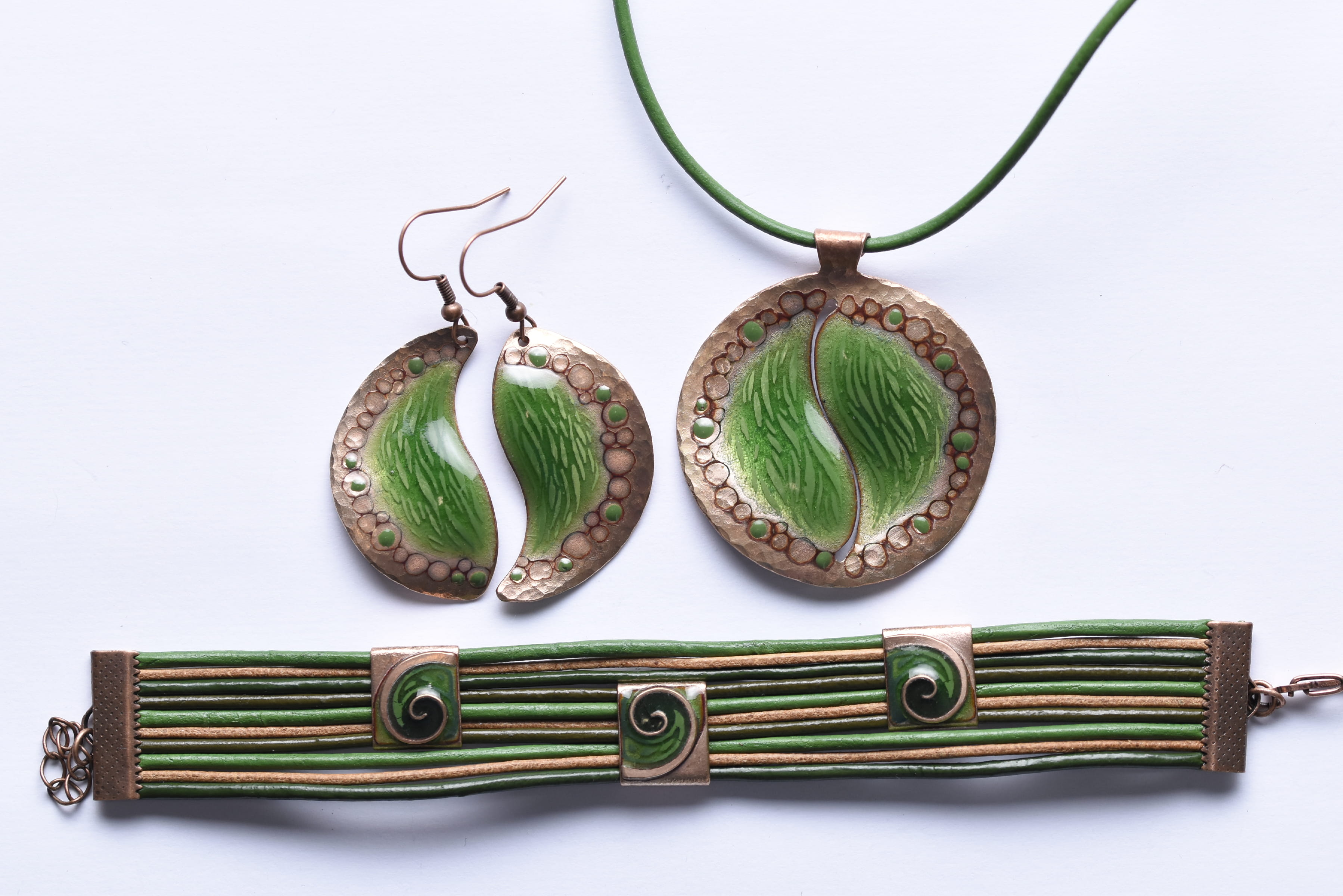 Iparművész tűzzománc ékszer szett