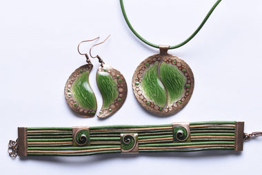 Iparművész tűzzománc ékszer szett