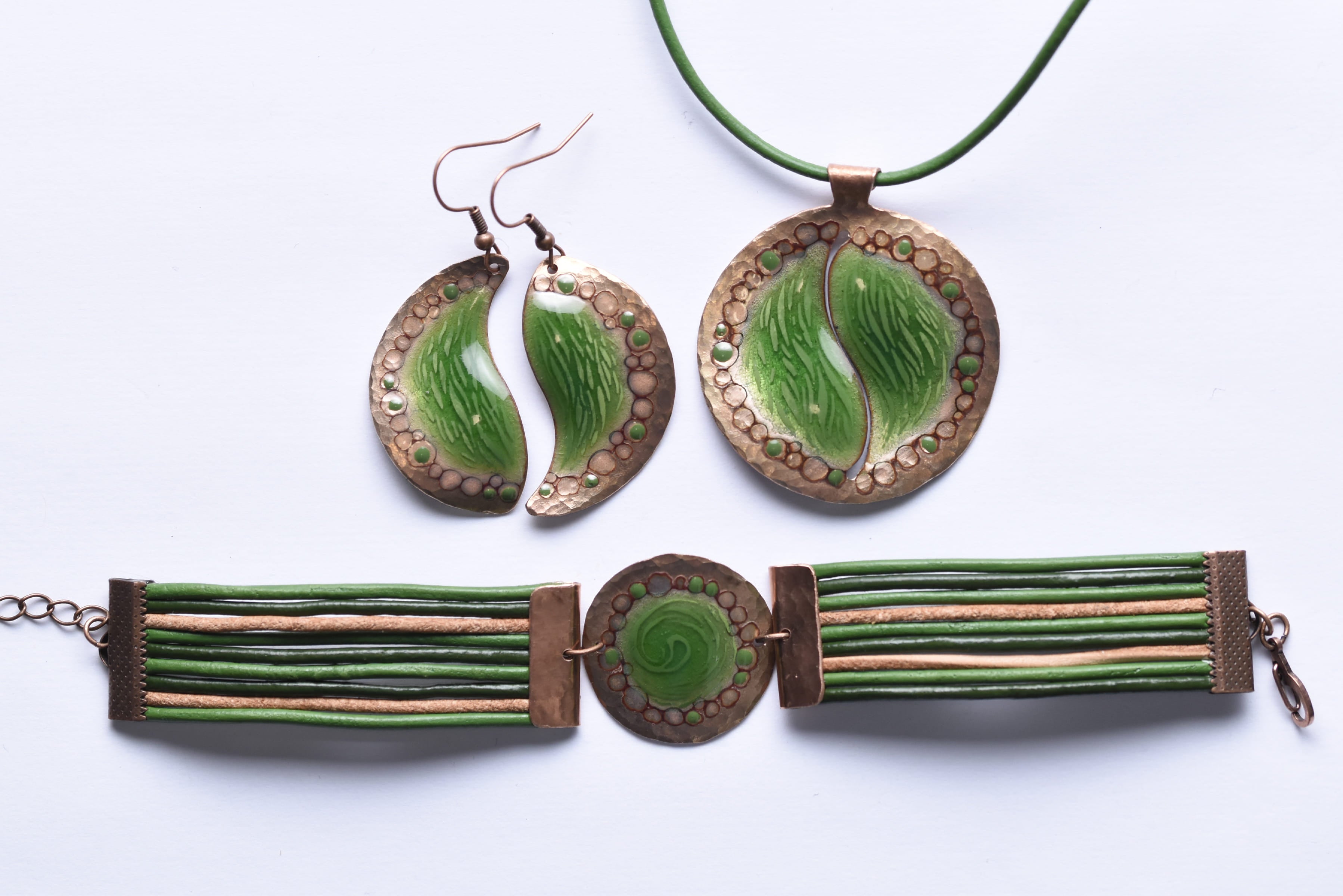 Iparművész tűzzománc ékszer szett