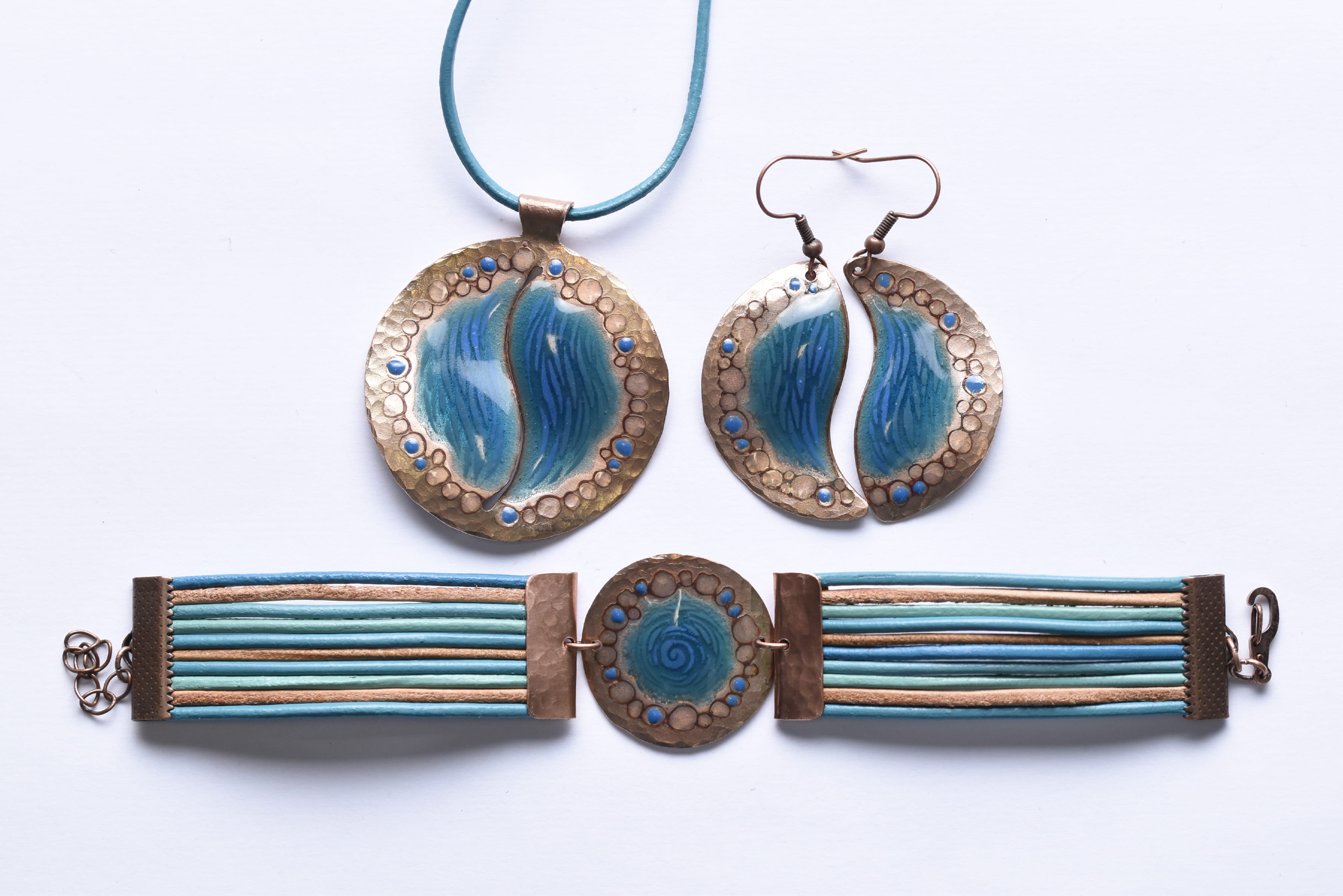 Iparművész tűzzománc ékszer szett